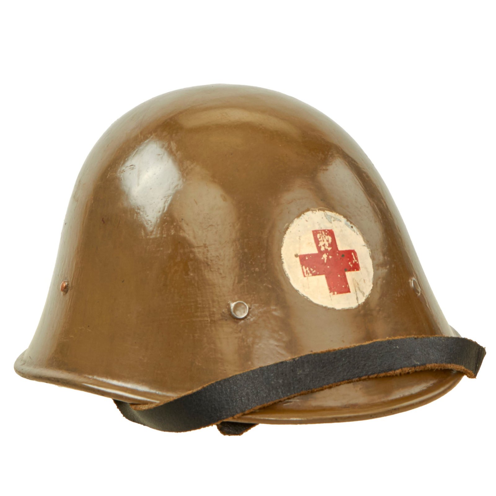 Buy Original Netherlands WWII Dutch M34 Steel Helmet With Original Paint & Medical Red Cross Insignia - Complete | Original Firearms Antique For Sale