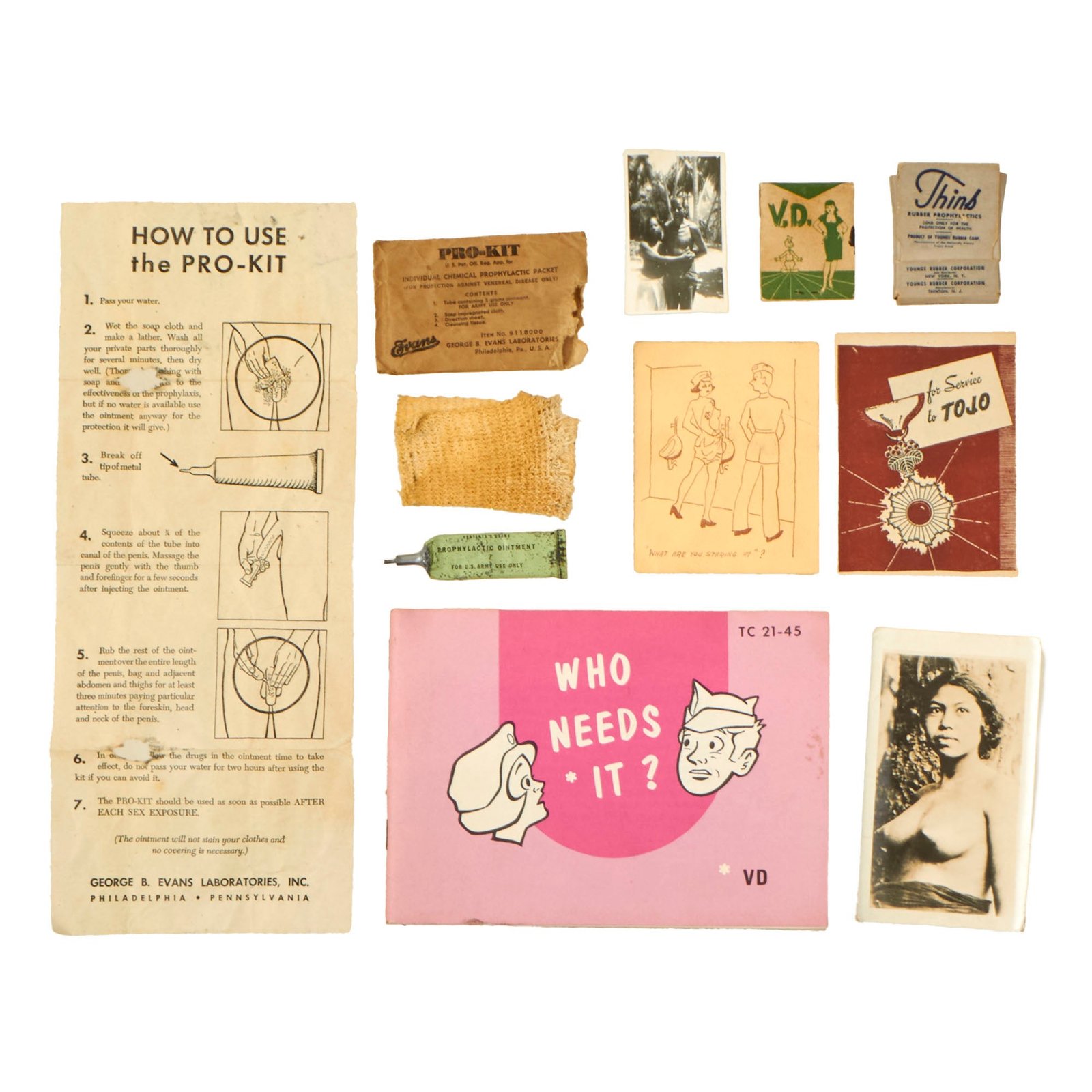 Buy Original U.S. WWII U.S. Military Sex Education Hygeine Lot - Prophylactic Packet | Original Firearms Antique For Sale