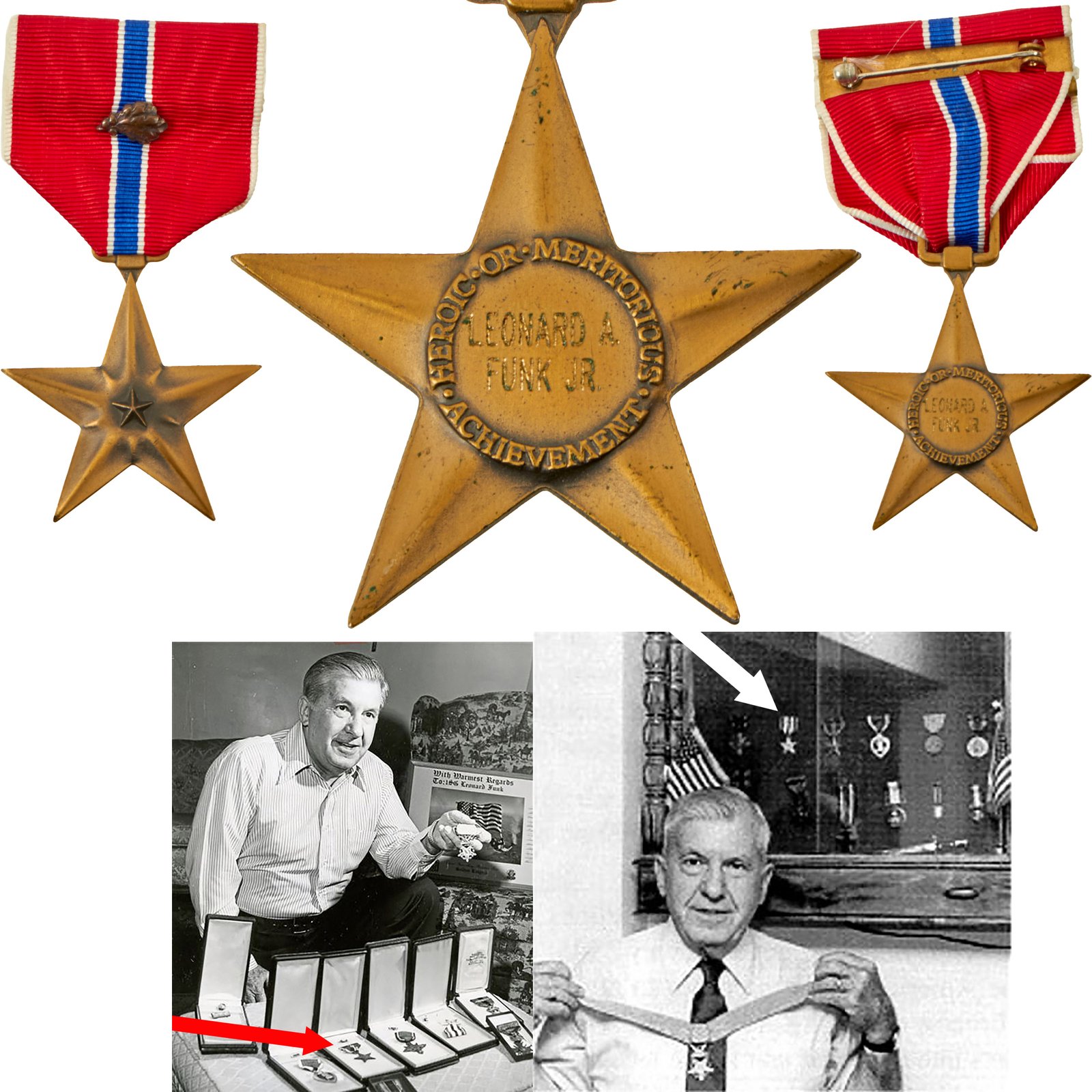 Buy Original U.S. WWII 82nd Airborne Division Government Reissue Bronze Star Medal with OLC to Medal of Honor Recipient Leonard Alfred Funk Jr., 508th PIR - Most Decorated Paratrooper of WWII | Original Firearms Antique For Sale