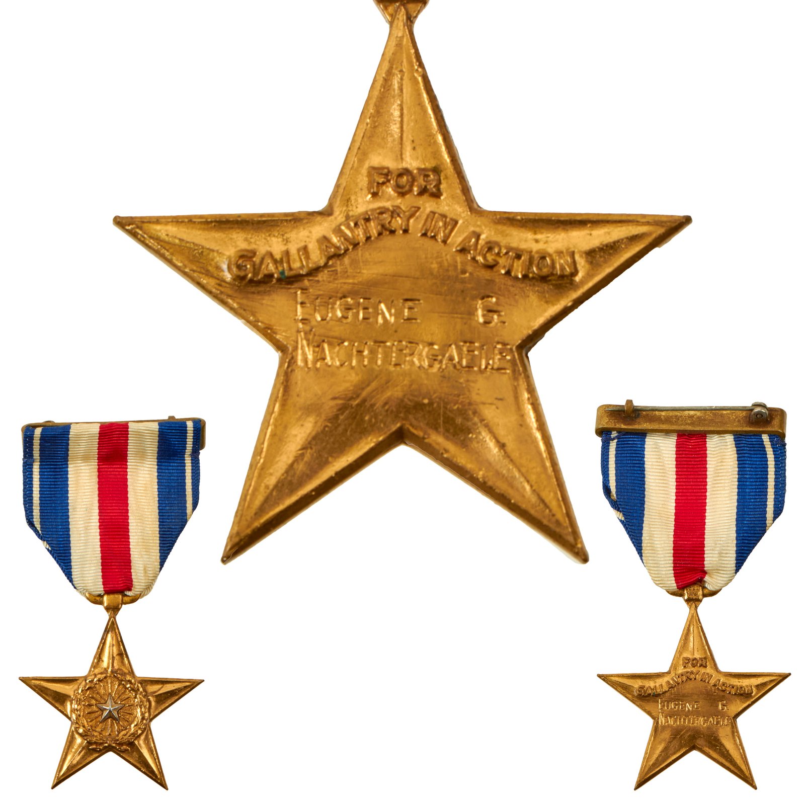 Buy Original U.S. WWI 2nd Division Silver Star Medal to French-Born Veteran Eugene George Nachtergaele, 23rd Infantry Regiment | Original Firearms Antique For Sale