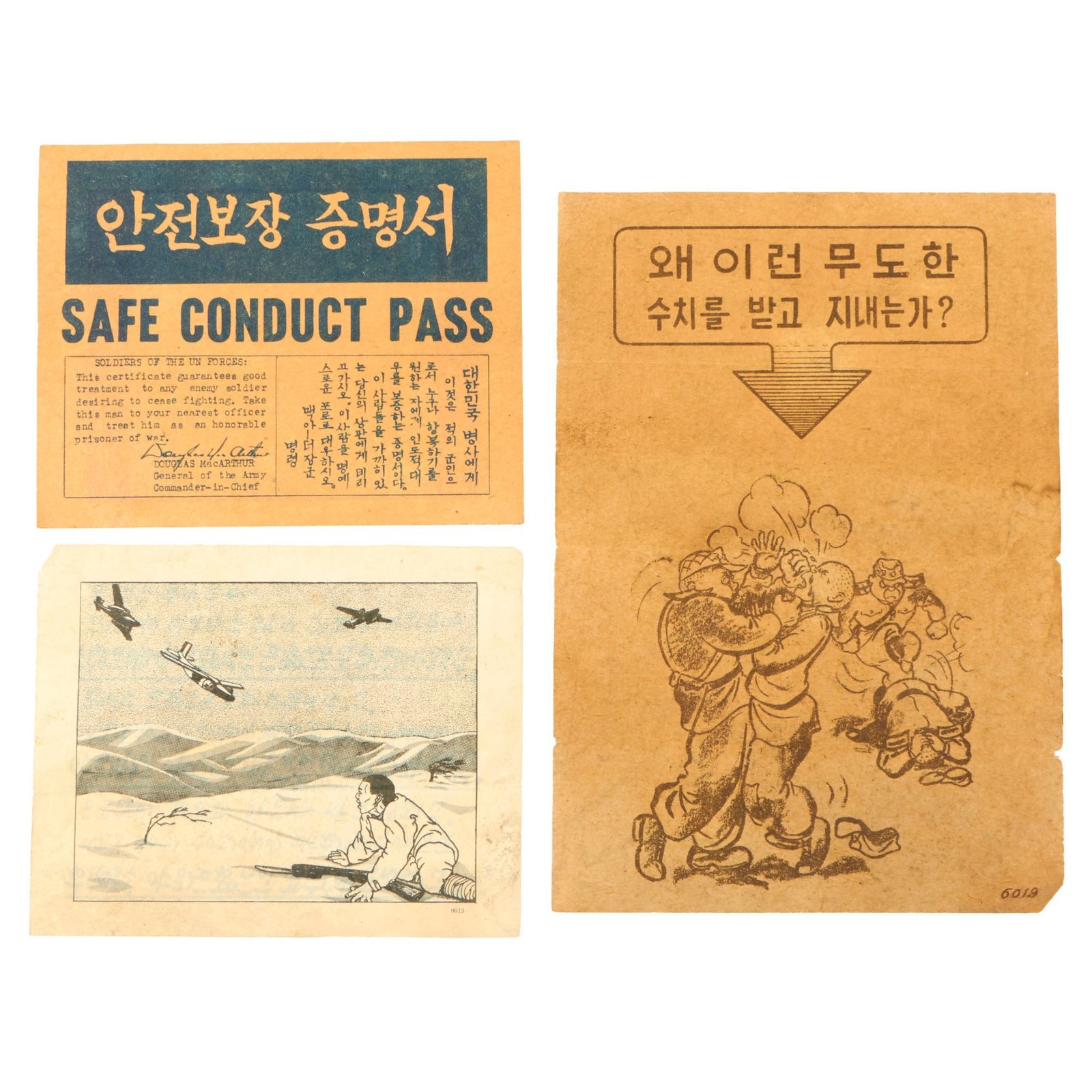 Buy Original U.S. Korean War Psychological Warfare & Safe Conduct Pass Leaflets - Lot of Three | Original Firearms Antique For Sale