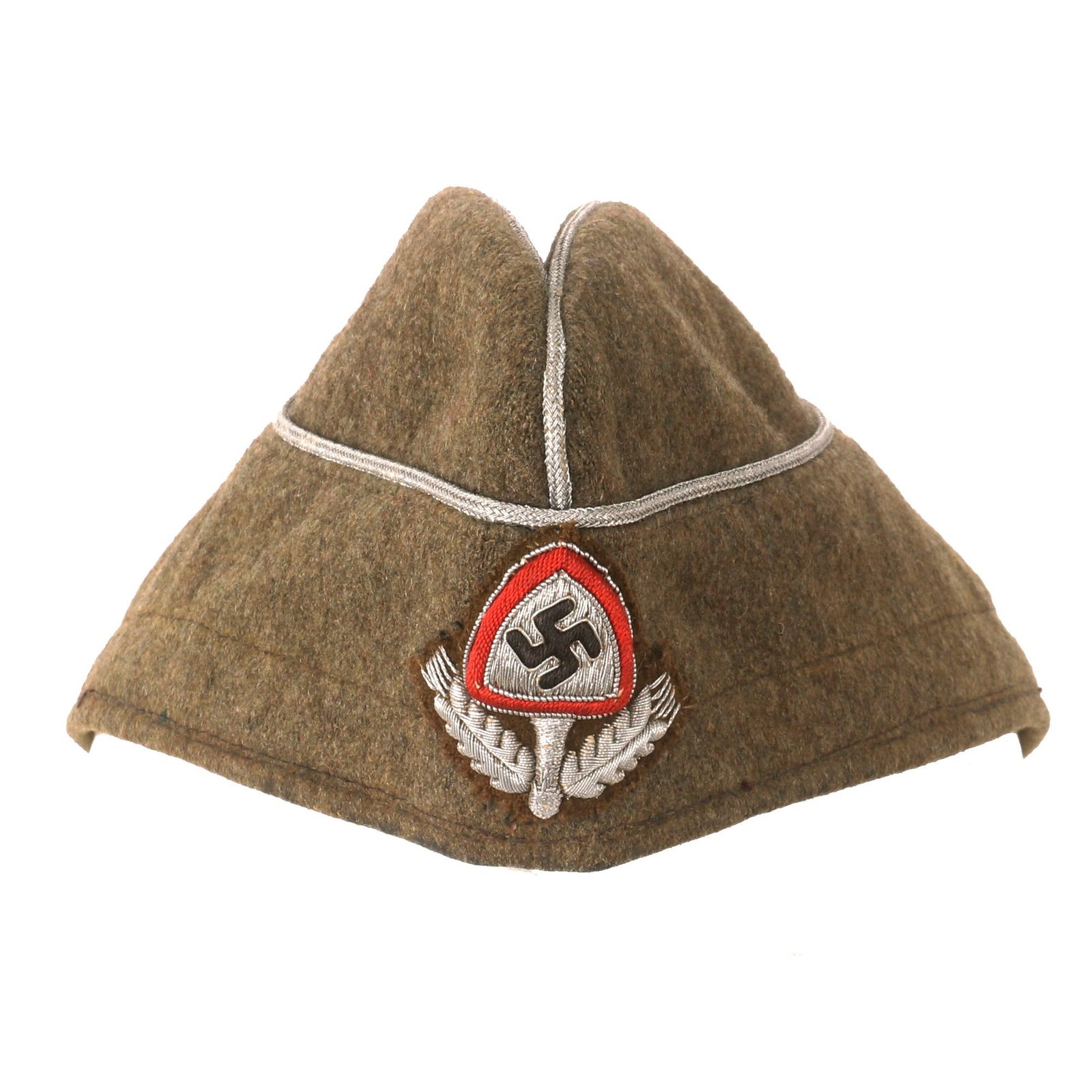 Buy Original German WWII RAD National Labor Service Officer M38 Wool Overseas Cap with Flatwire Insignia | Original Firearms Antique For Sale