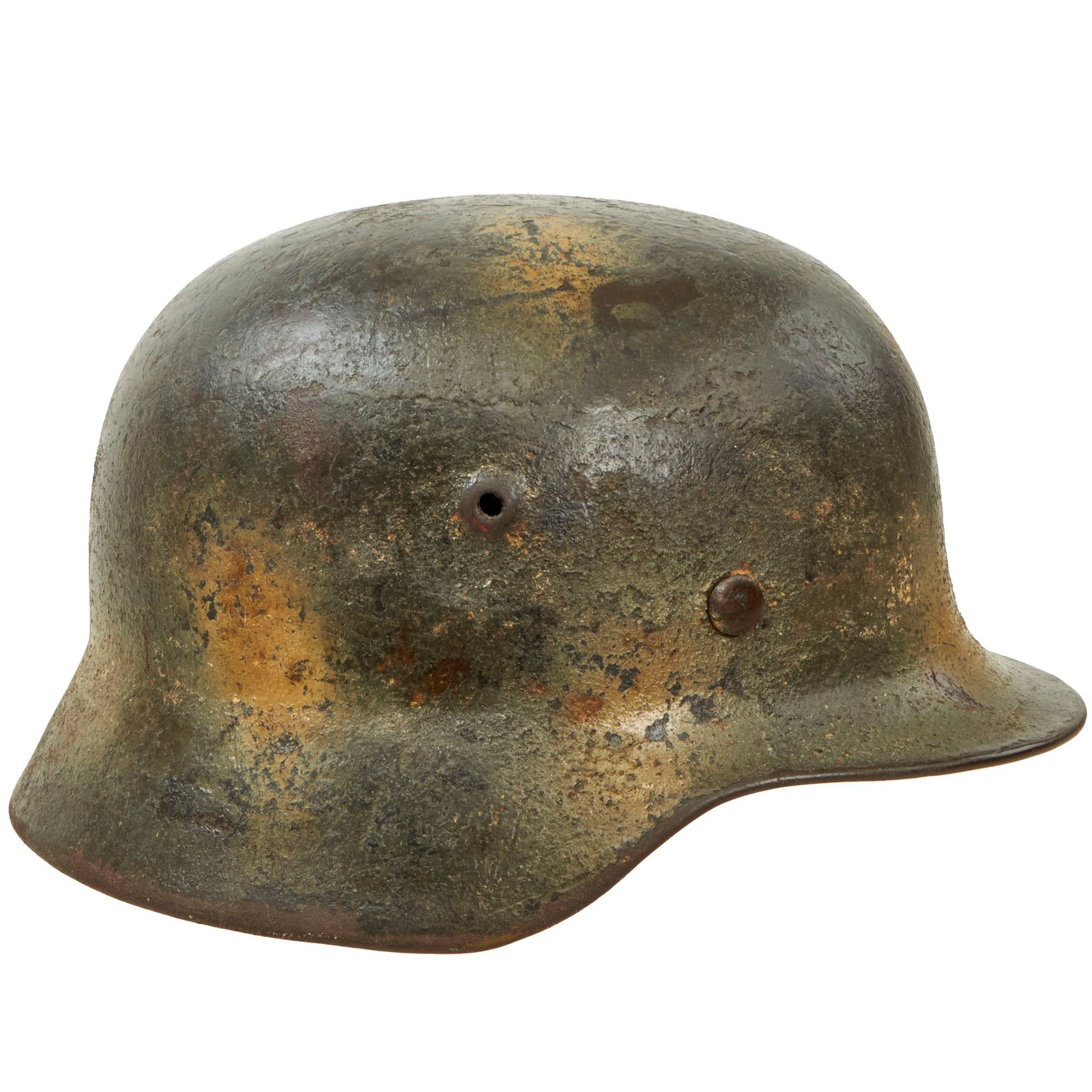 Buy Original German WWII Heer Army No Decal M40 Steel Helmet with Sawdust Textured Camouflage - Size 64 Shell | Original Firearms Antique For Sale