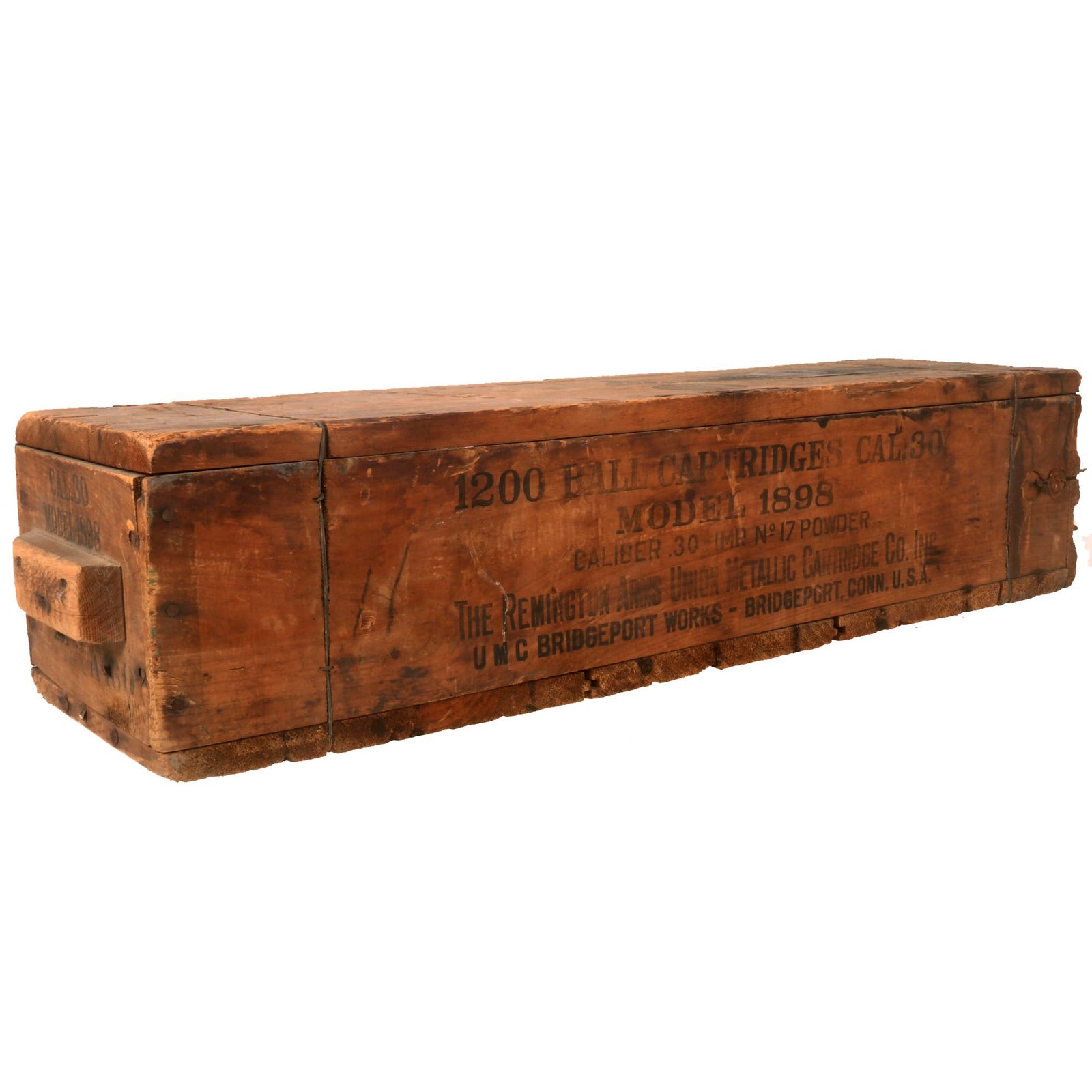 Buy Original U.S. Spanish-American War Model 1898 Krag .30 Cal Cartridge Ammunition Crate by Union Metallic Cartridge Co. - Extremely Scarce | Original Firearms Antique For Sale