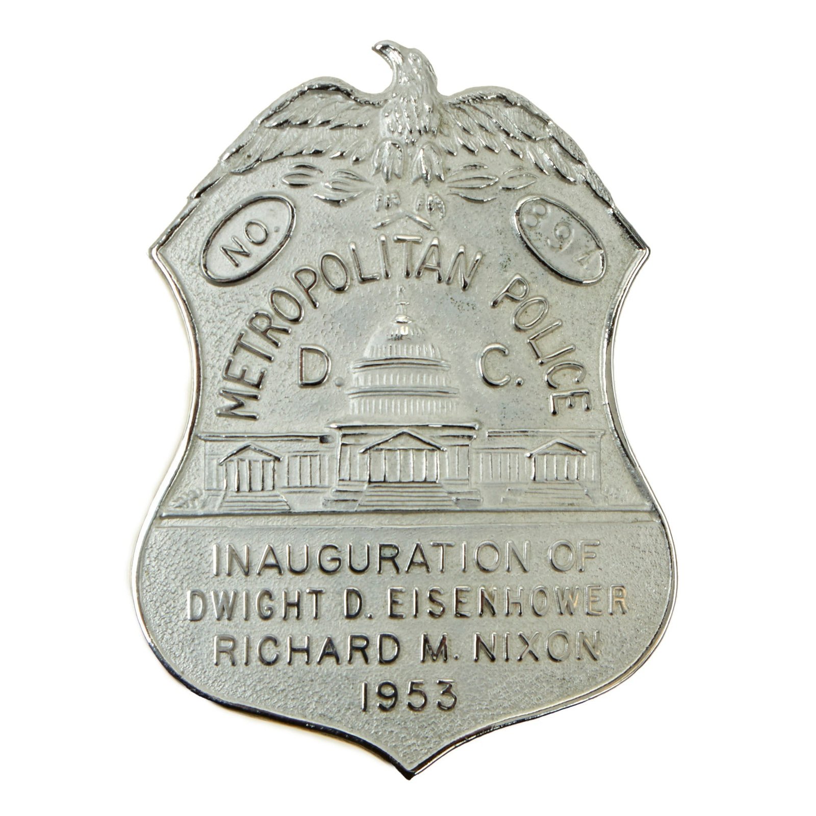 Buy Original U.S. 1953 President Eisenhower Inaguration D.C. Metropolitan Police Badge - No. 894 | Original Firearms Antique For Sale