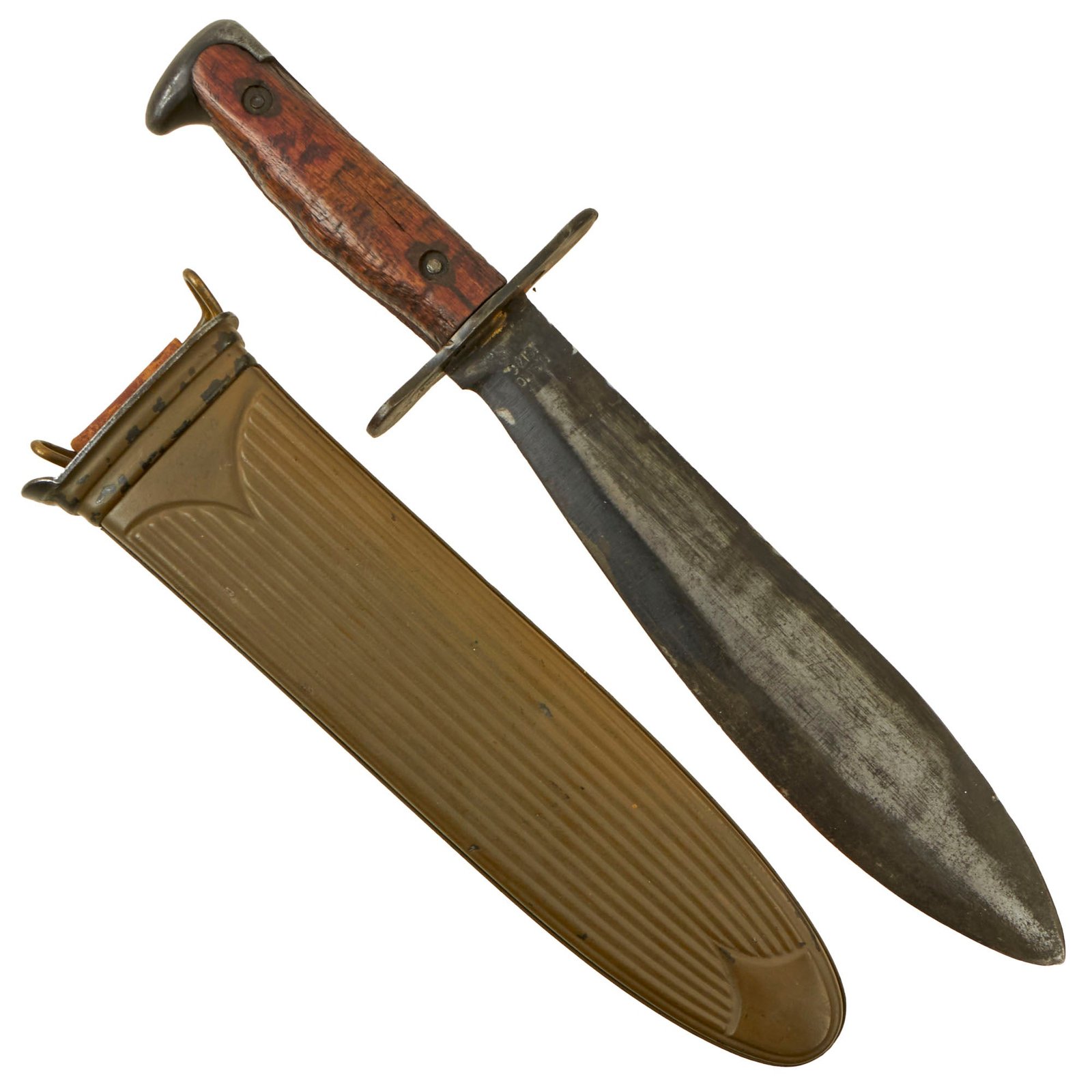 Buy Original U.S. WWI Model 1917 Bolo Knife by Plumb St. Louis with Rare Steel Scabbard by L.F.&C dated 1918 | Original Firearms Antique For Sale