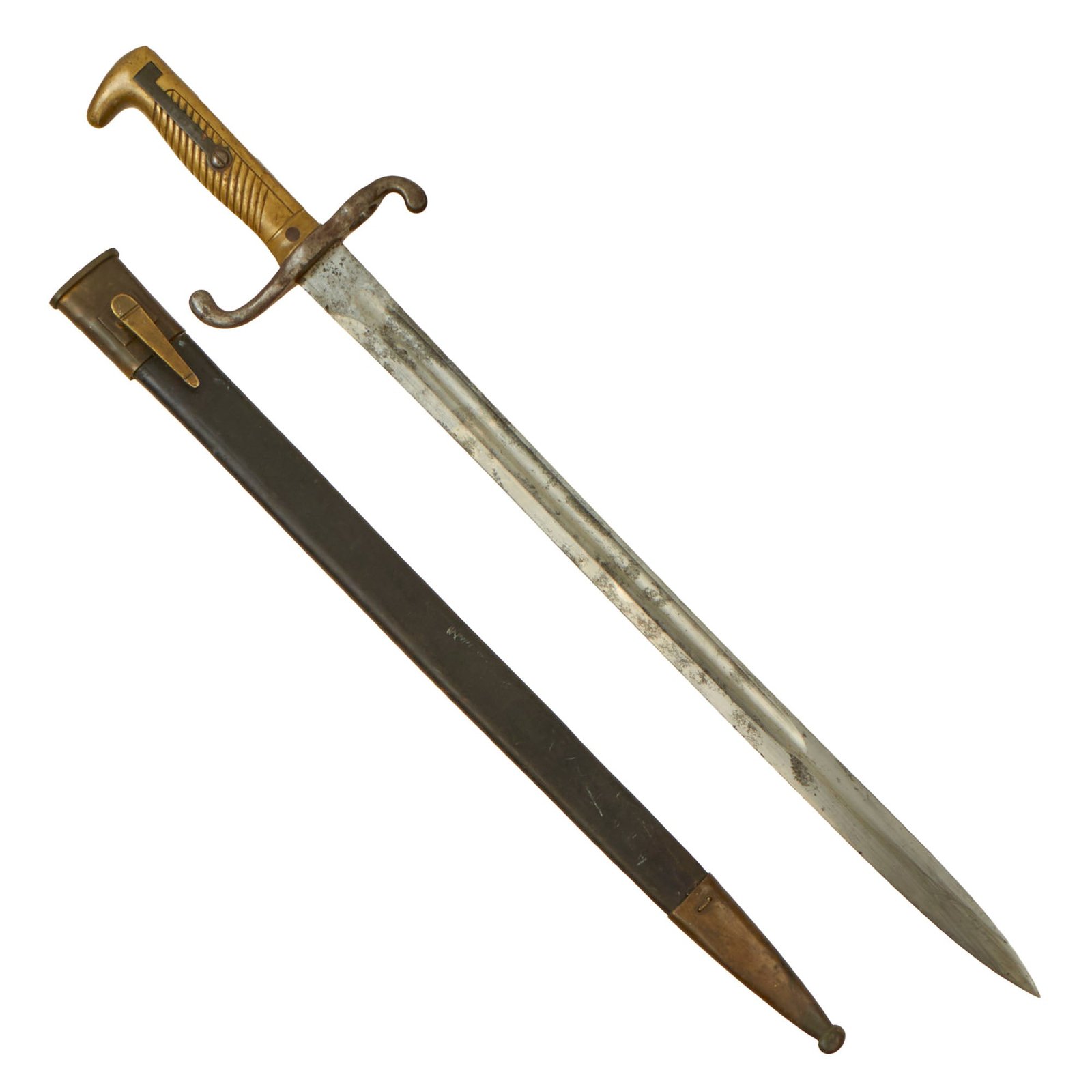 Buy Original German Mauser Model 1871 Rifle Bayonet by Gebrüder Weyersberg with Scabbard - 139th Infantry Regiment Marked | Original Firearms Antique For Sale