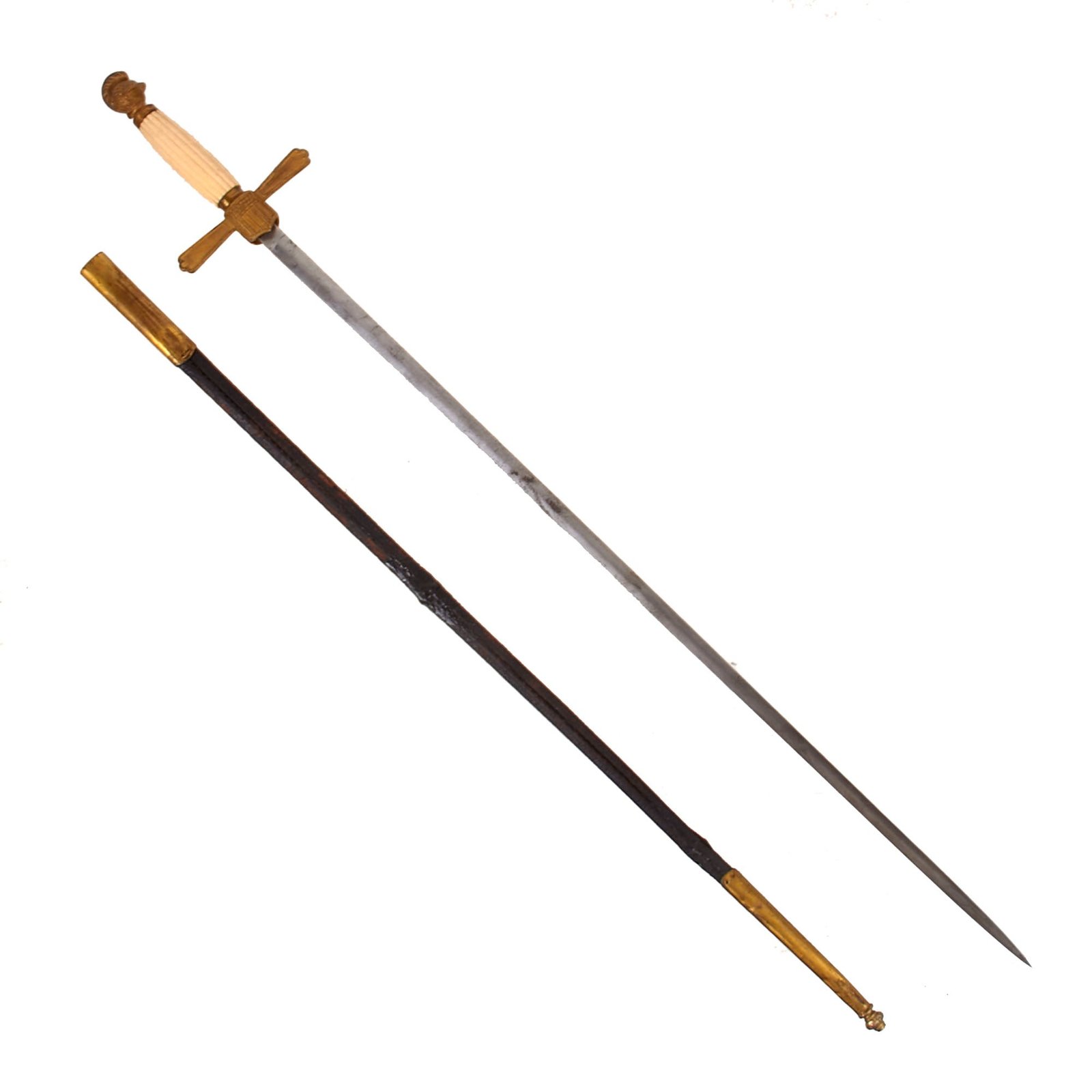 Buy Original U.S. Civil War Era Model 1840 Militia Knight’s Head Pommel NCO Sword and Repaired Scabbard | Original Firearms Antique For Sale