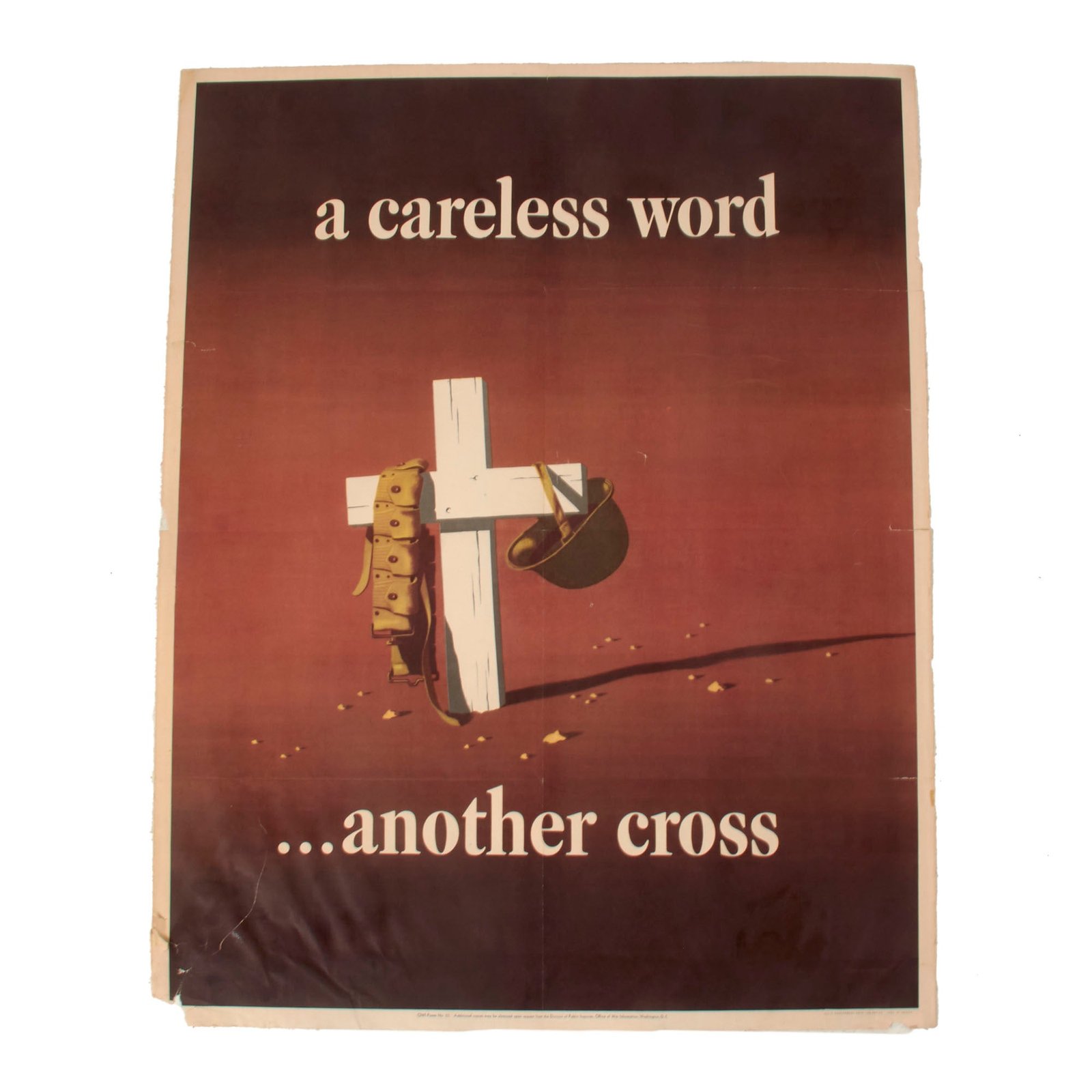 Buy Original U.S. WWII Propaganda OWI Poster No. 23 - A Careless Word ...Another Cross - 22 x 28” | Original Firearms Antique For Sale