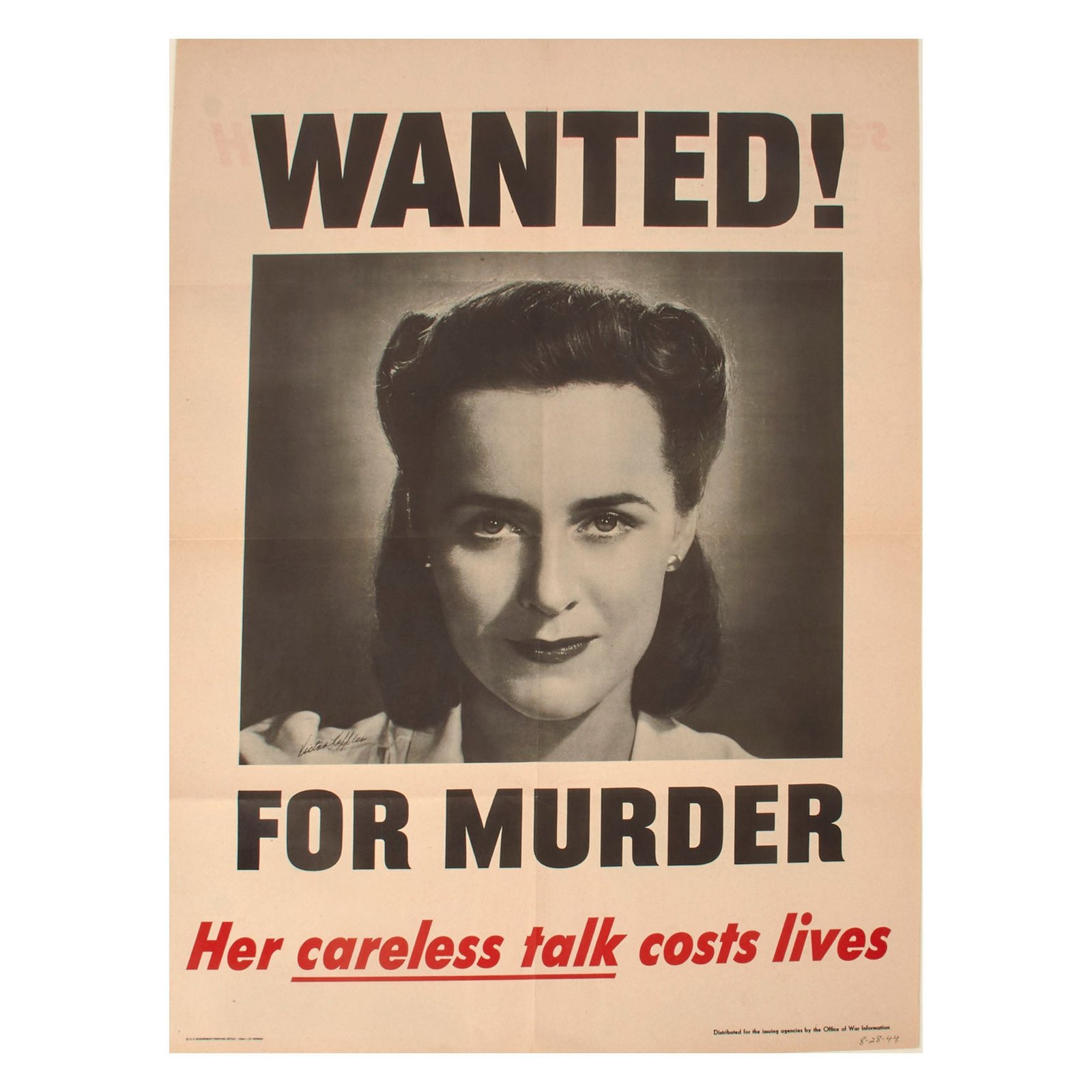Buy Original U.S. WWII Wanted! “Her Careless Talk Costs Lives” Propaganda Poster - 20 x 28” | Original Firearms Antique For Sale