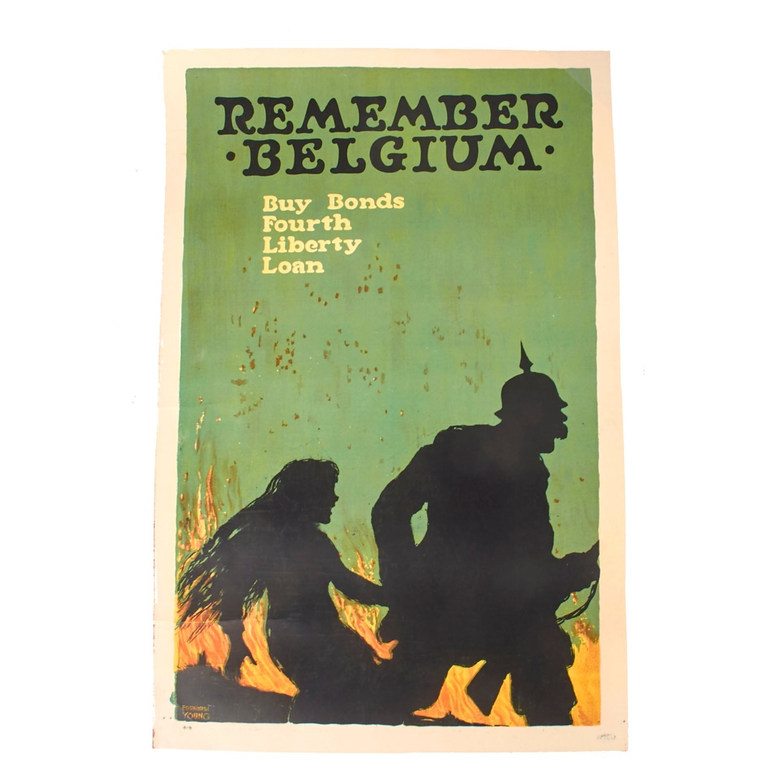 Buy Original U.S. WWI 1918 “Remember Belgium, Buy Bonds, Fourth Liberty Loan” Propaganda Poster - 20” x 30” | Original Firearms Antique For Sale