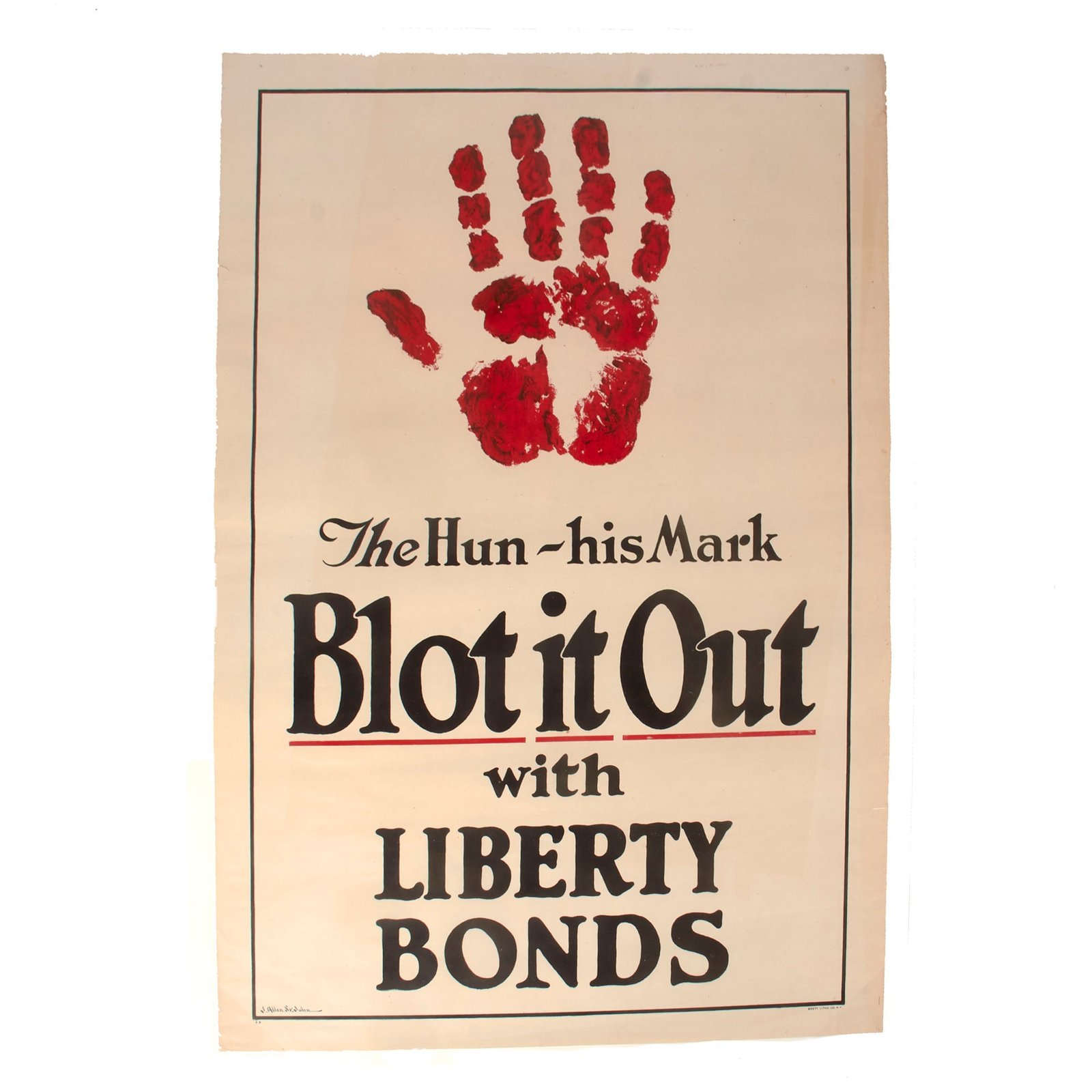 Buy Original U.S. WWI Large Liberty Bonds Propaganda Poster “The Hun - His Mark, Blot it Out” - 28¼ x 42¼” | Original Firearms Antique For Sale