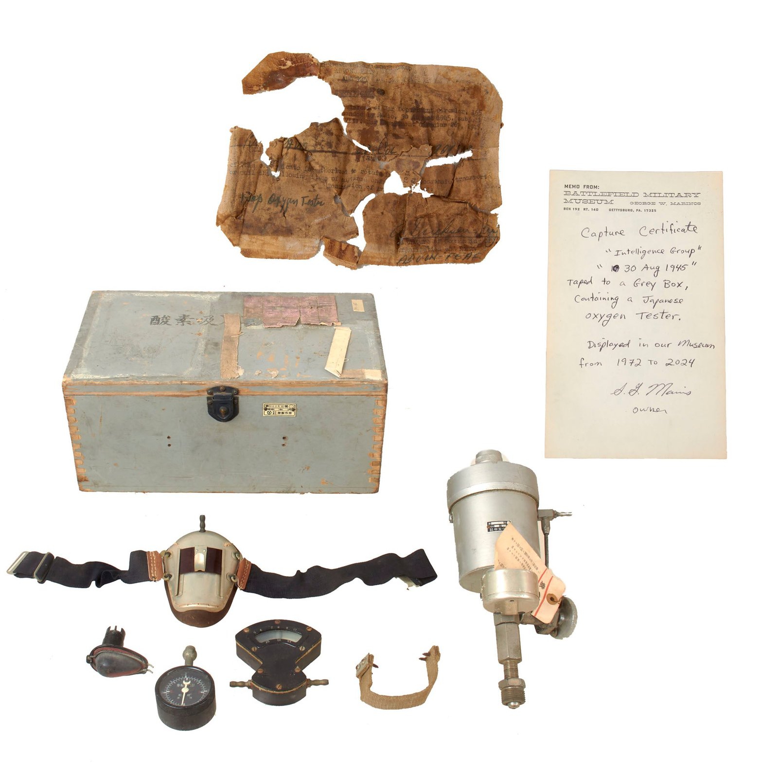 Buy Original Japanese WWII U.S. Intelligence Officer Captured Medical Oxygen Inhaler Apparatus for Field Hospital in Original Case with Capture Paper | Original Firearms Antique For Sale