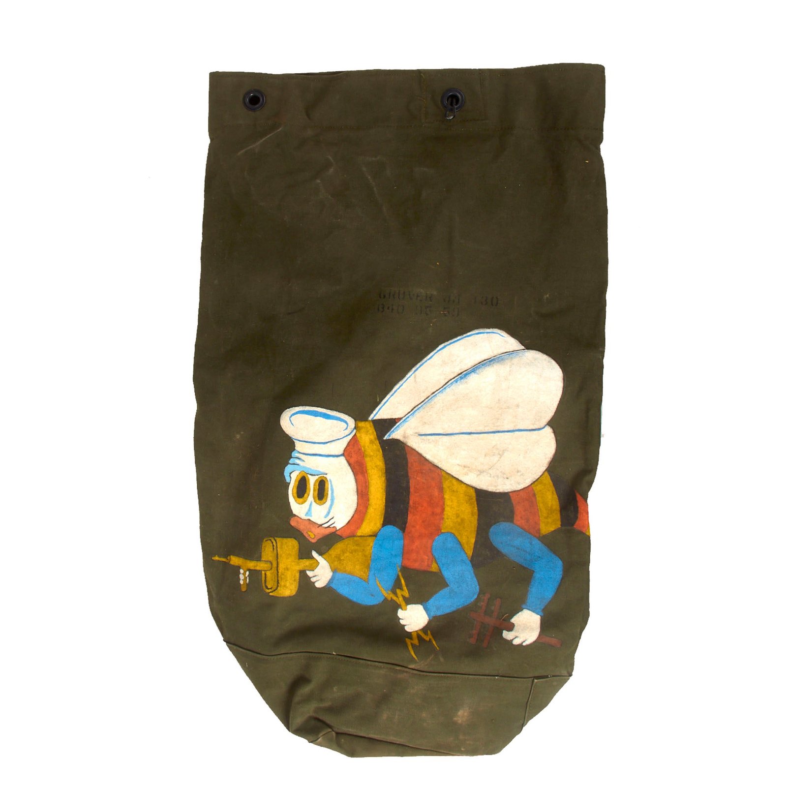 Buy Original U.S. Vietnam War “Seabee” Naval Construction Battalion Painted Duffel Bag | Original Firearms Antique For Sale