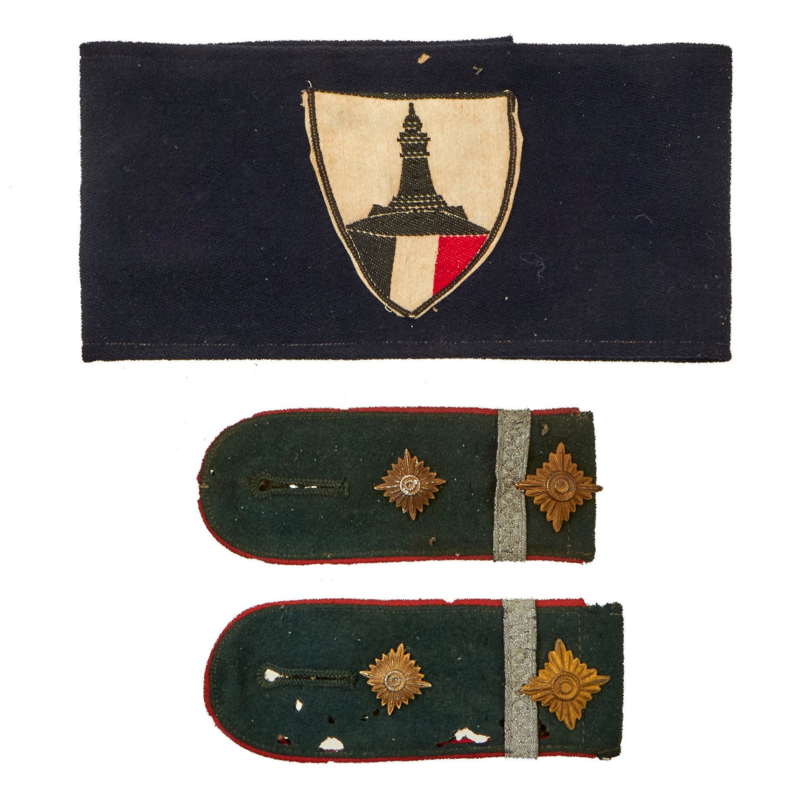 Buy Original German Pre WWII USGI Bring Back Set - State Veteran's Association Armband and Matched Artillery M36 Enlisted Shoulderboards | Original Firearms Antique For Sale