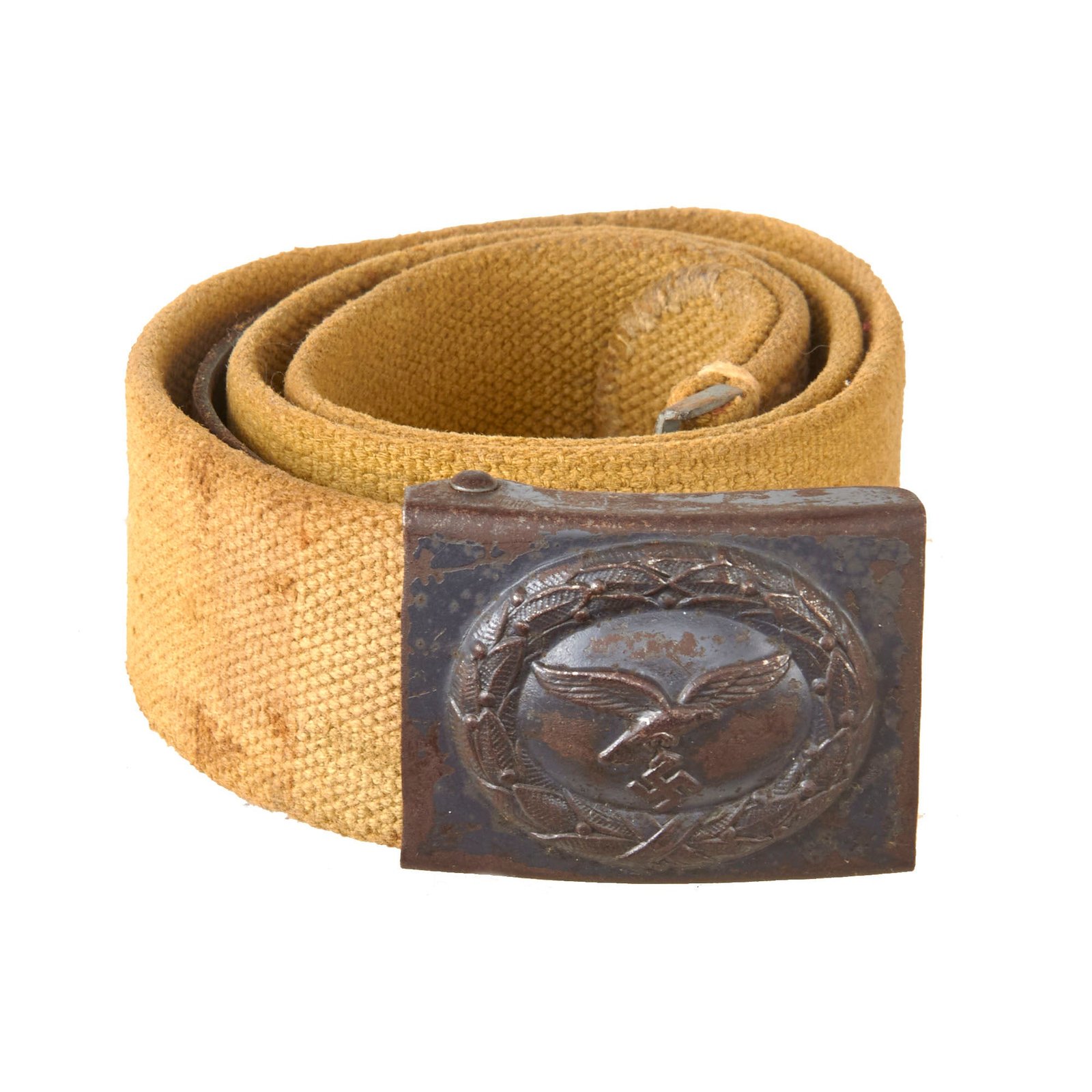 Buy Original German WWII Rare Luftwaffe Afrikakorps DAK Web Belt with Steel Buckle by Schmölle & Comp. - dated 1940 | Original Firearms Antique For Sale