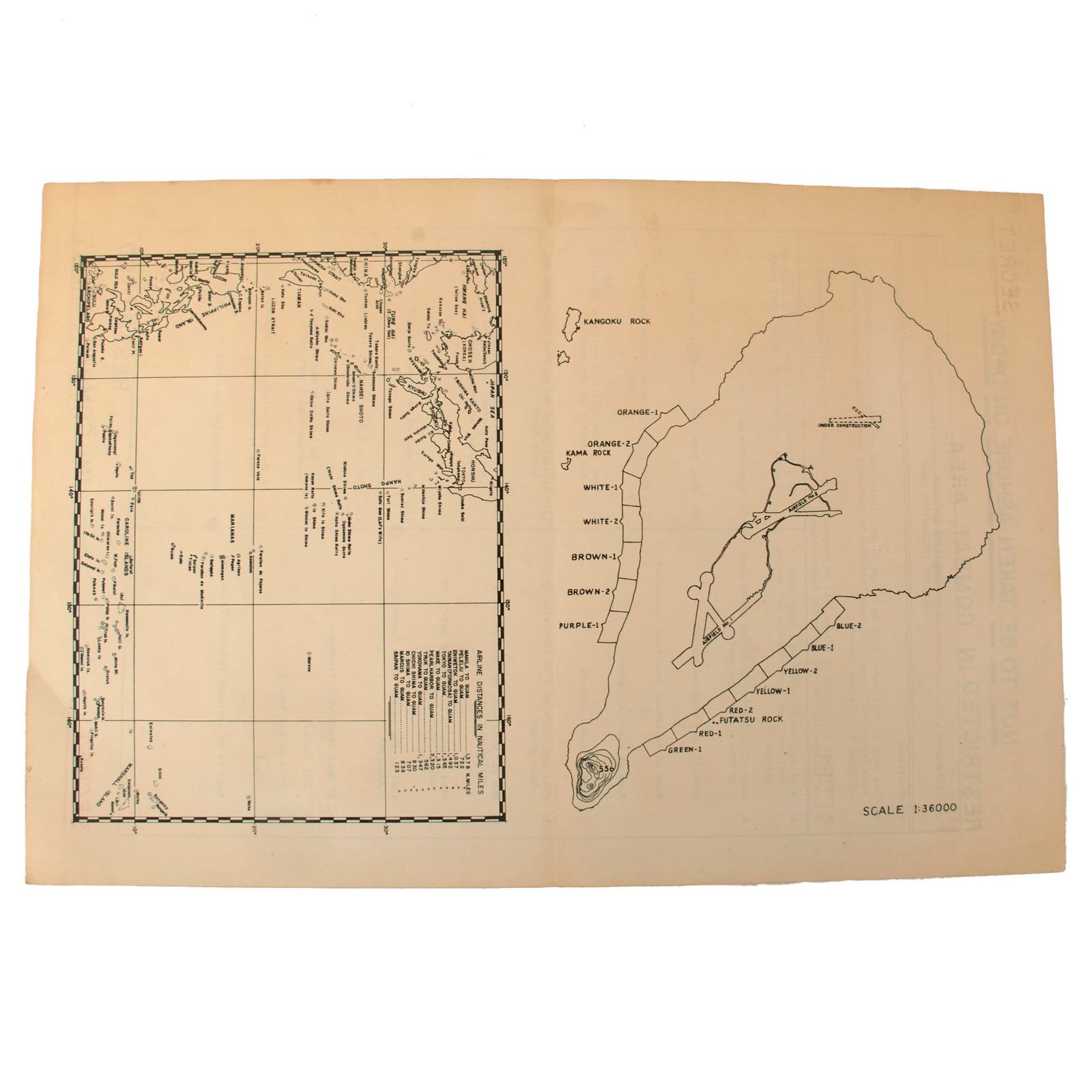 Buy Original U.S. WWII 5th Marine Division Double-Sided Iwo Jima Landing Information Sheet - 9½ x 14” | Original Firearms Antique For Sale