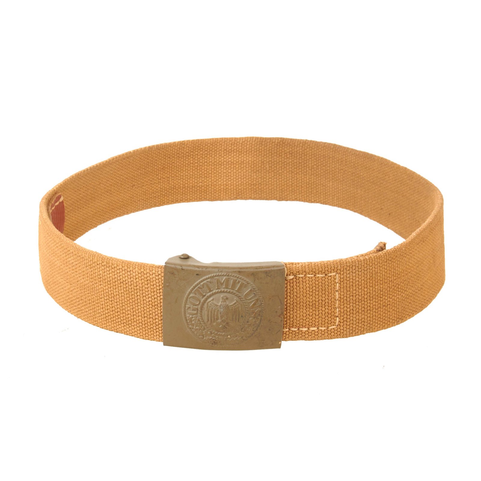 Original German WWII Rare Heer Army Tropical Afrikakorps DAK Web Belt with Steel Buckle by C.T. Dicke - Dated 1942