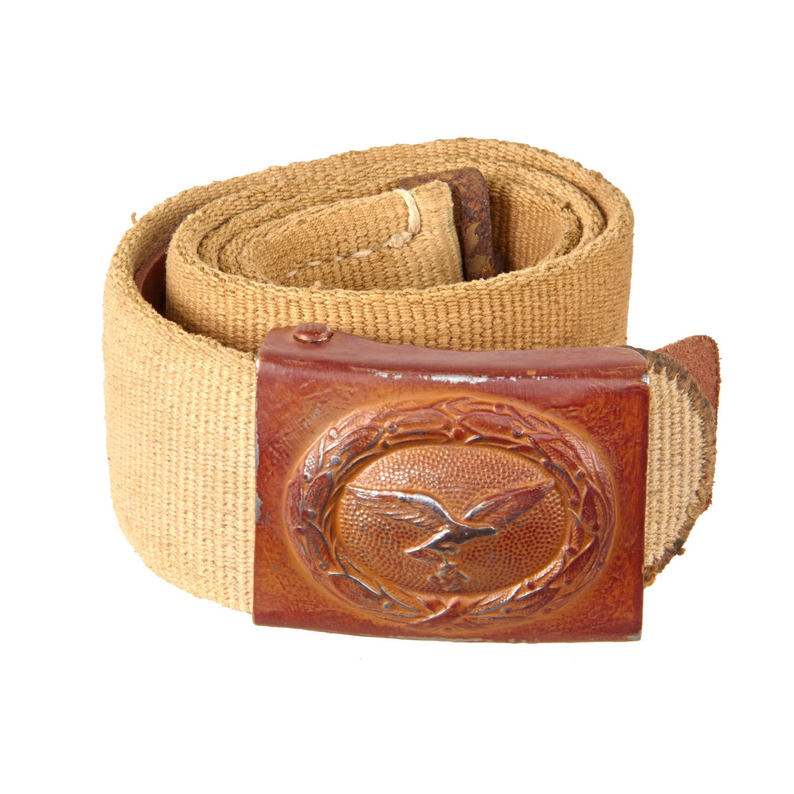 Buy Original German WWII Rare Luftwaffe Afrikakorps DAK Web Belt with EM/NCO Tropical Painted Steel Buckle | Original Firearms Antique For Sale