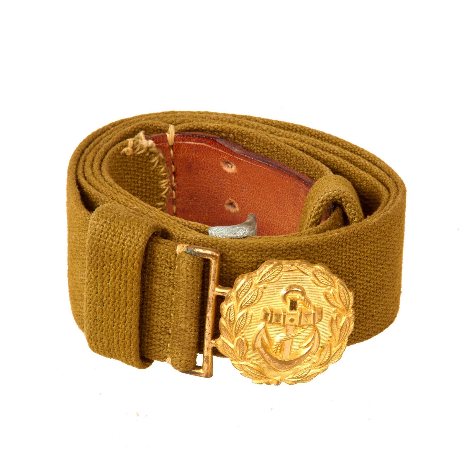 Buy Original German WWII Rare Kriegsmarine Navy Officer Afrikakorps DAK Tropical Web Belt with Buckle | Original Firearms Antique For Sale