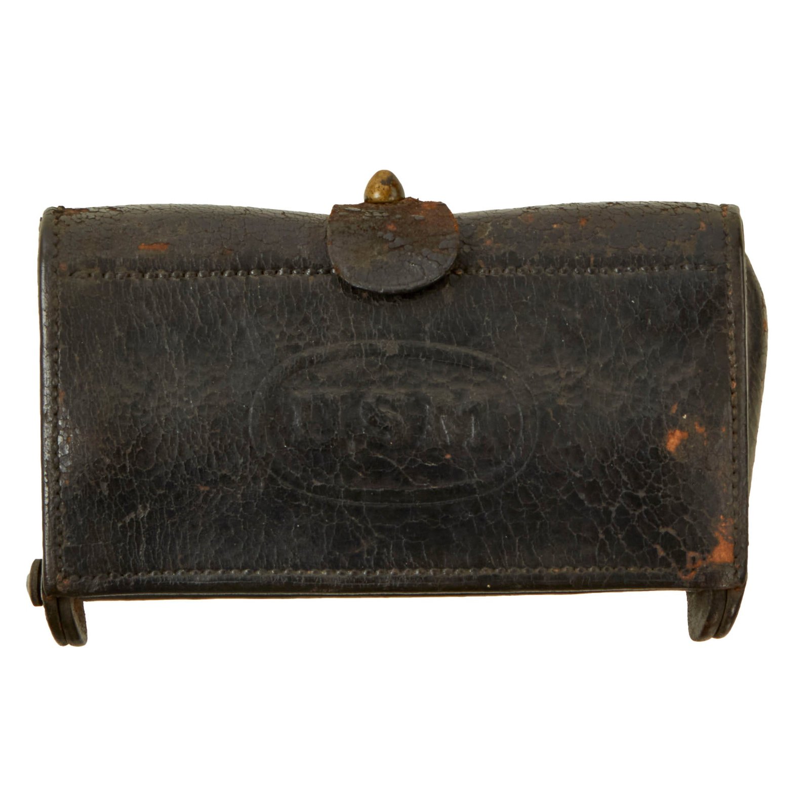 Buy Original U.S. Indian Wars Era USMC M1874 McKeever Cartridge Box for Trapdoor Springfield Rifle - Early USM Marine Corps Example | Original Firearms Antique For Sale