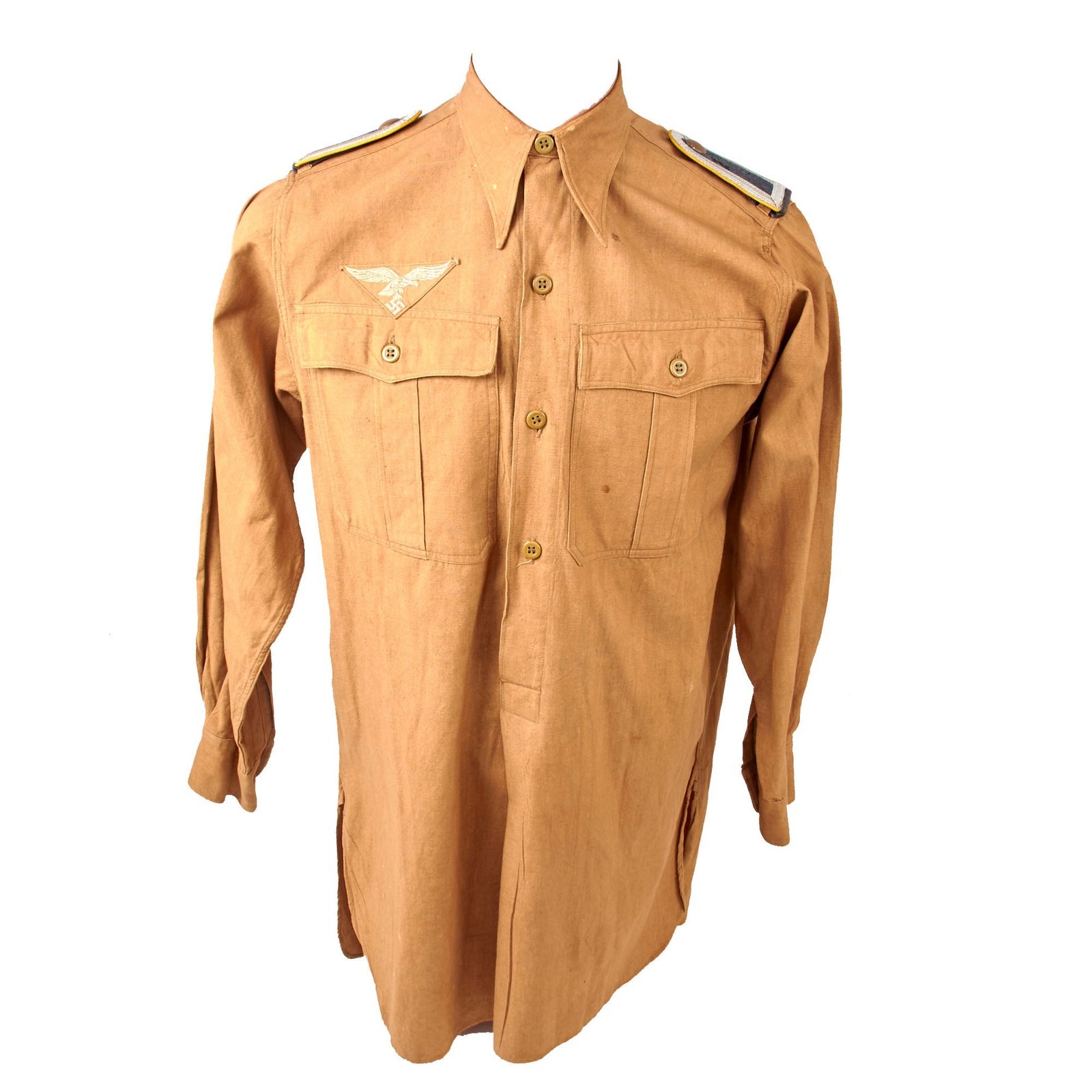 Buy Original German WWII Afrika Korps Luftwaffe Flight Branch Unterfeldwebel NCO Tan Tropical Uniform Field Shirt | Original Firearms Antique For Sale