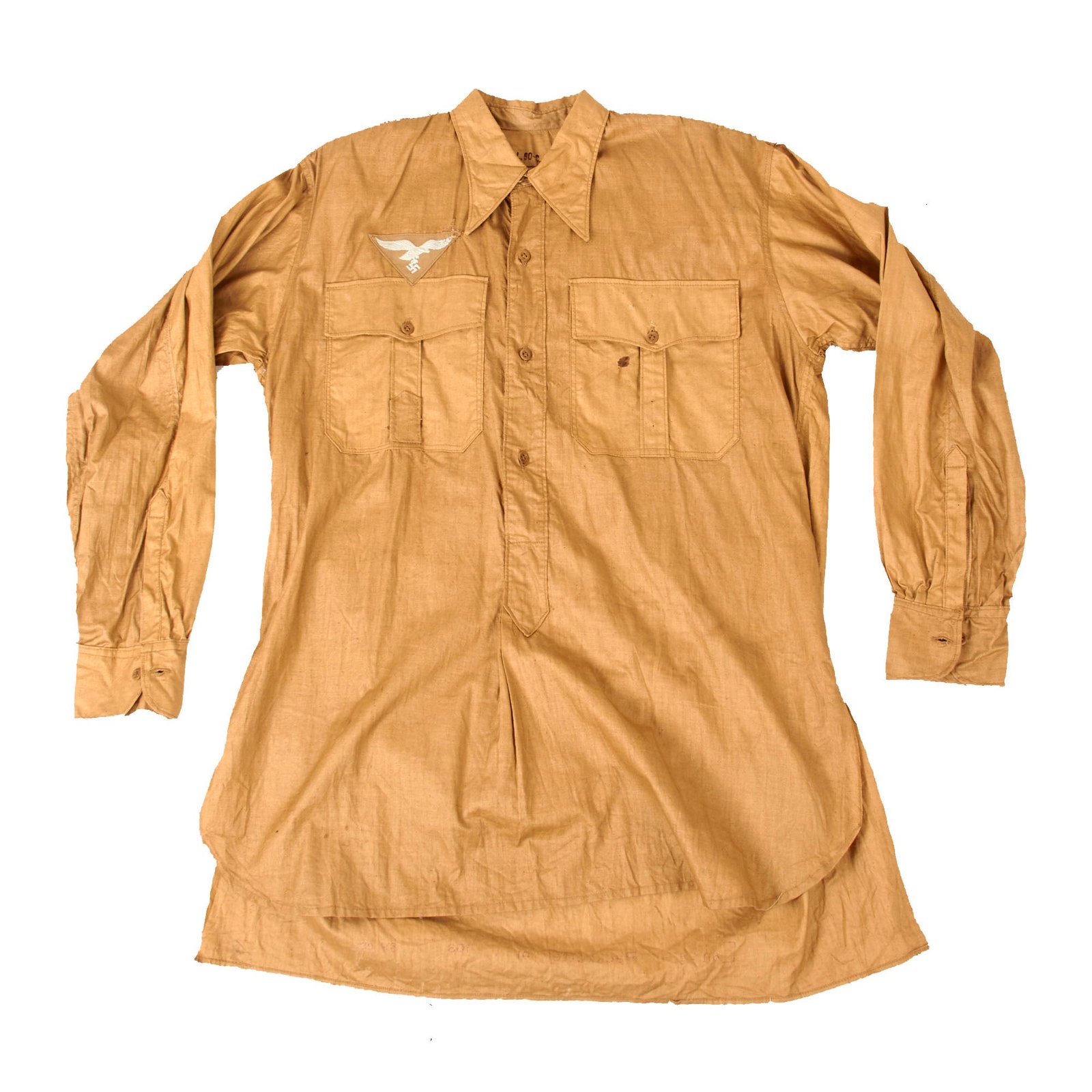 Buy Original German WWII Afrika Korps Luftwaffe Signals Enlisted Man's Tan Tropical Uniform Field Shirt | Original Firearms Antique For Sale