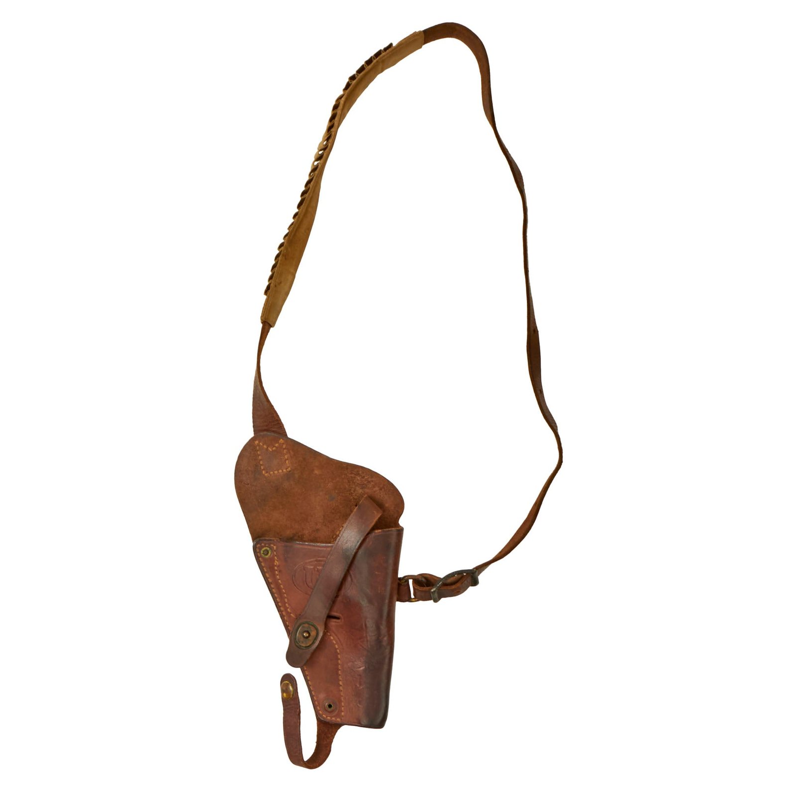 Buy Original U.S. WWII US Navy Pilot .38 Victory Revolver M3 Shoulder Holster by Boyt Harness with Rigger-Added Cartridge Loops - Dated 1943 | Original Firearms Antique For Sale