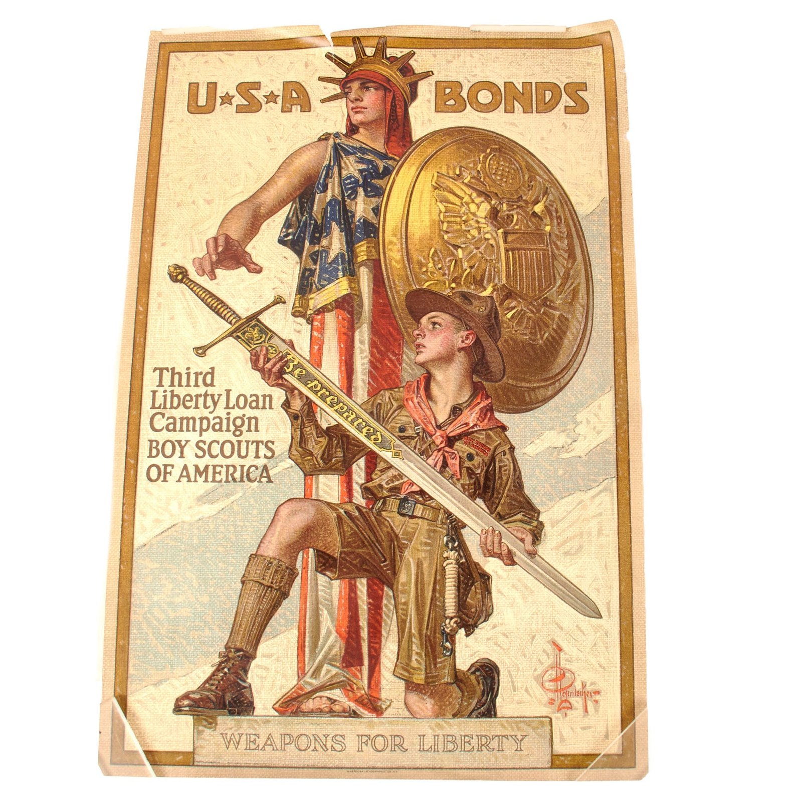 Original U.S. WWI “Weapons for Liberty” Boy Scouts of America Propaganda Poster - Third Liberty Loan Campaign - 20 x 30”