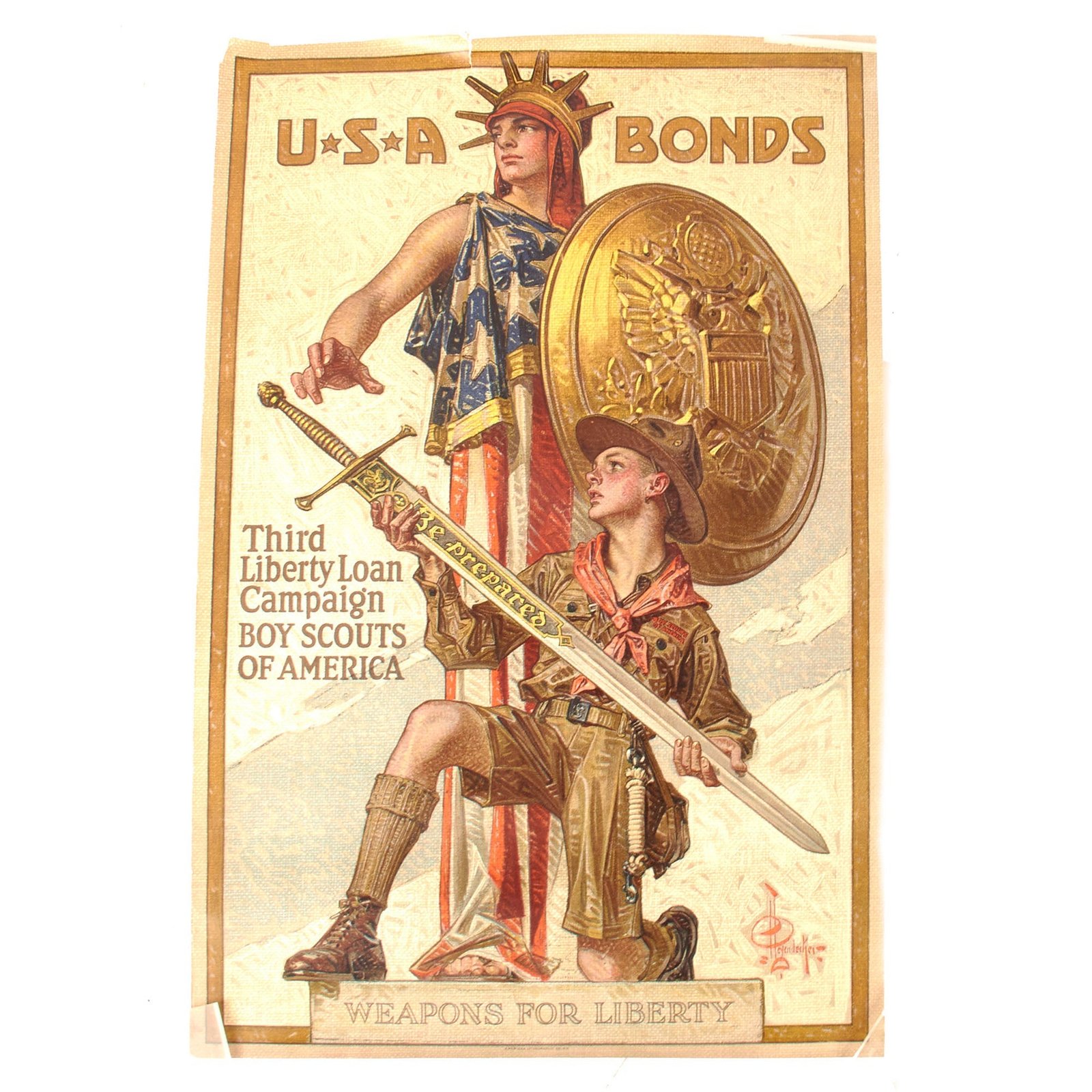 Original U.S. WWI “Weapons for Liberty” Boy Scouts of America Propaganda Poster - Third Liberty Loan Campaign - 20 x 30”