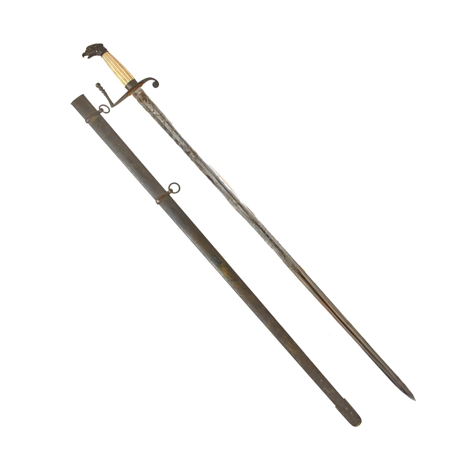 Original U.S. War of 1812 Era Infantry 1805 Pattern Officer’s Sword with Weeping Eagle Pommel & Scabbard - Broken Guard