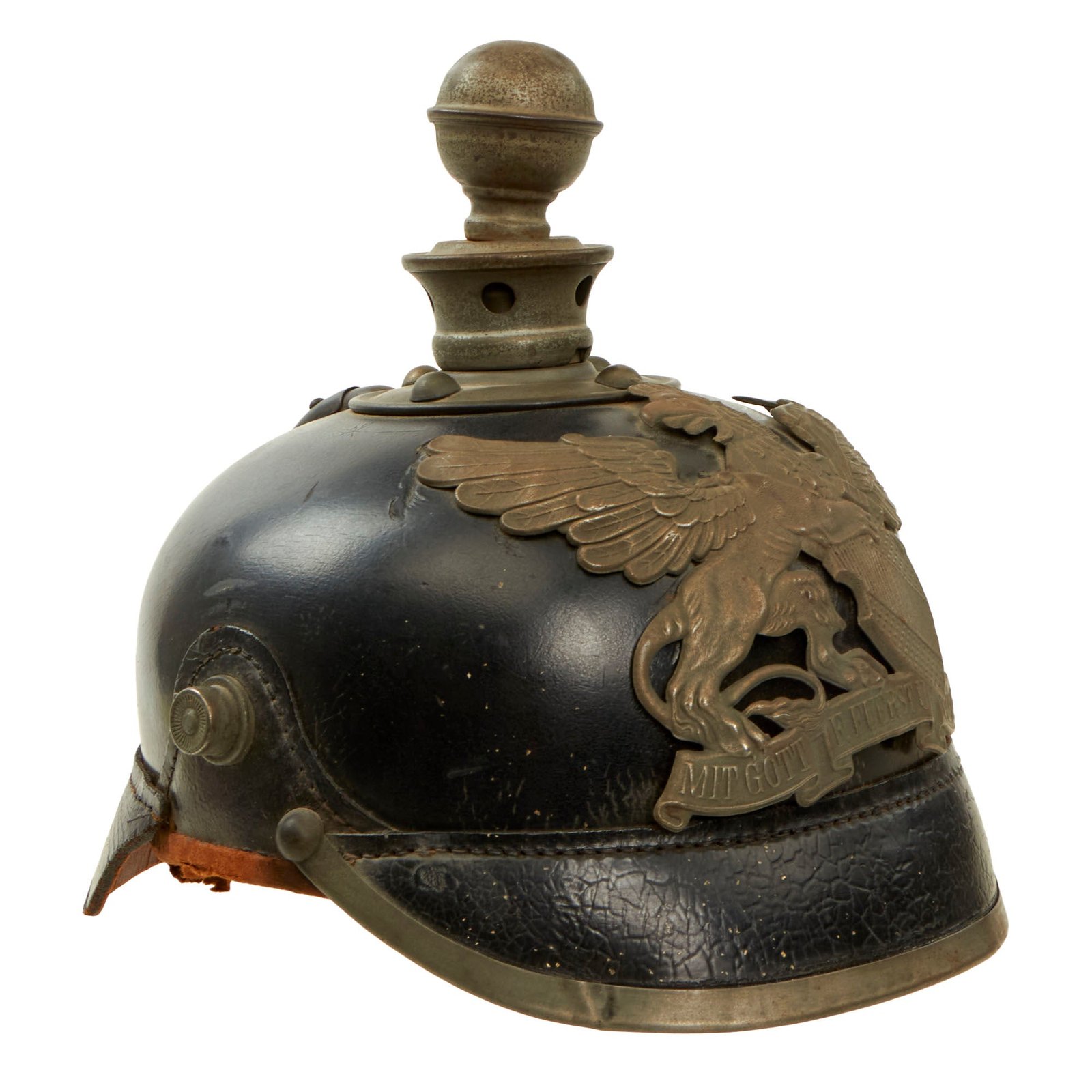 Buy Original Imperial German WWI Grand Duchy of Baden M1915 Artillery EM/NCO Pickelhaube Helmet - Marked JR 111 1916 - Size 56 - Kugelhelm | Original Firearms Antique For Sale