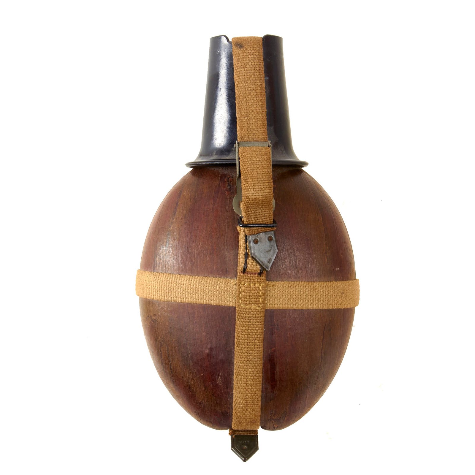 Buy Original German WWII Afrikakorps Coconut Canteen by Heinrich Ritter with Bakelite Cup and Web Harness - 1942 Dated | Original Firearms Antique For Sale