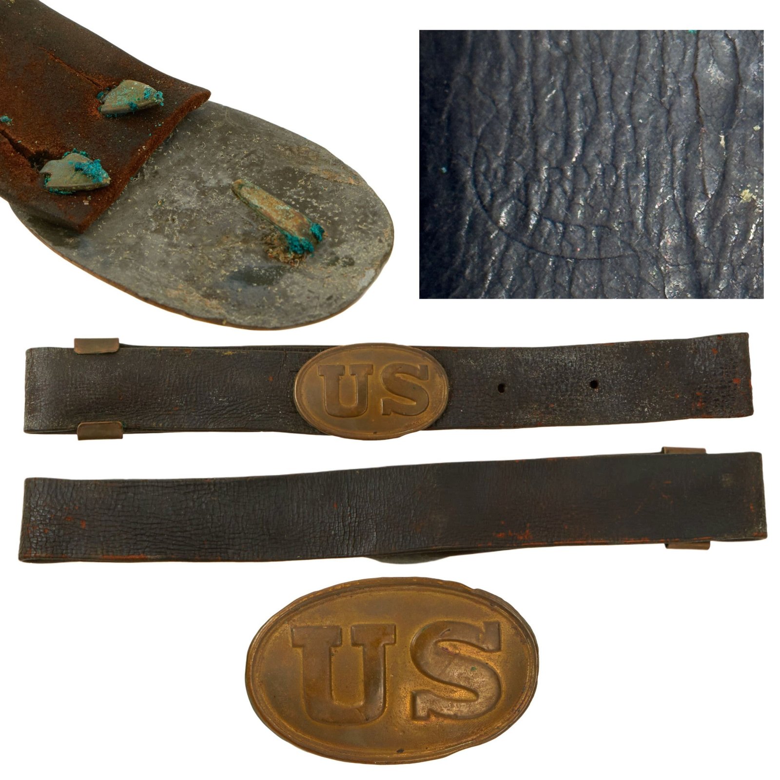 Buy Original U.S. Civil War Enlisted Man’s Waist Belt Made from Bridle Leather with Model 1839 Belt Buckle & U.S. Ordnance Department Acceptance Stamp | Original Firearms Antique For Sale