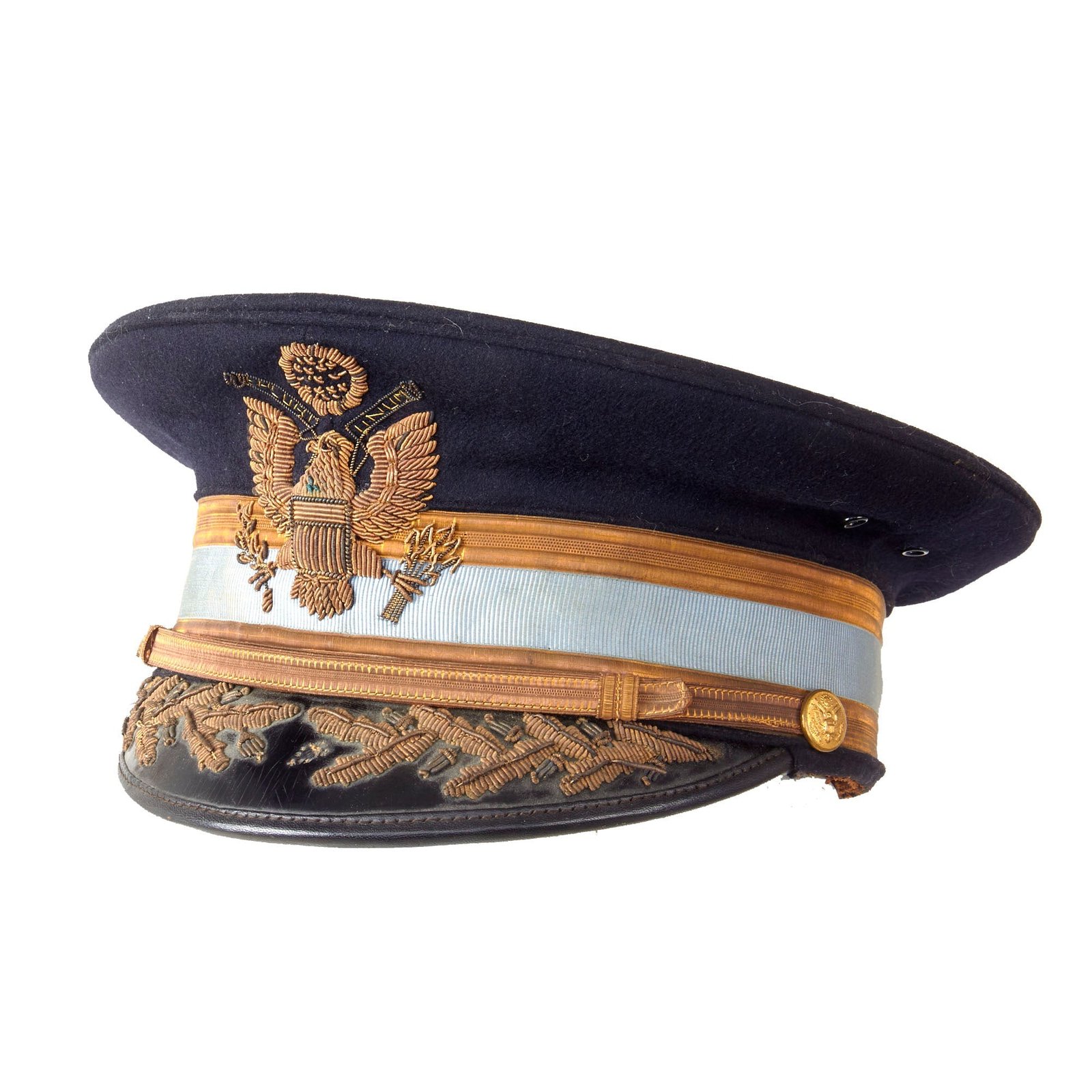 Buy Original U.S. WWI M1902 Infantry Officer’s Visor Cap with Direct Embroidered Bullion Eagle & Foliage by Jacob Reed’s Sons of Philadelphia | Original Firearms Antique For Sale