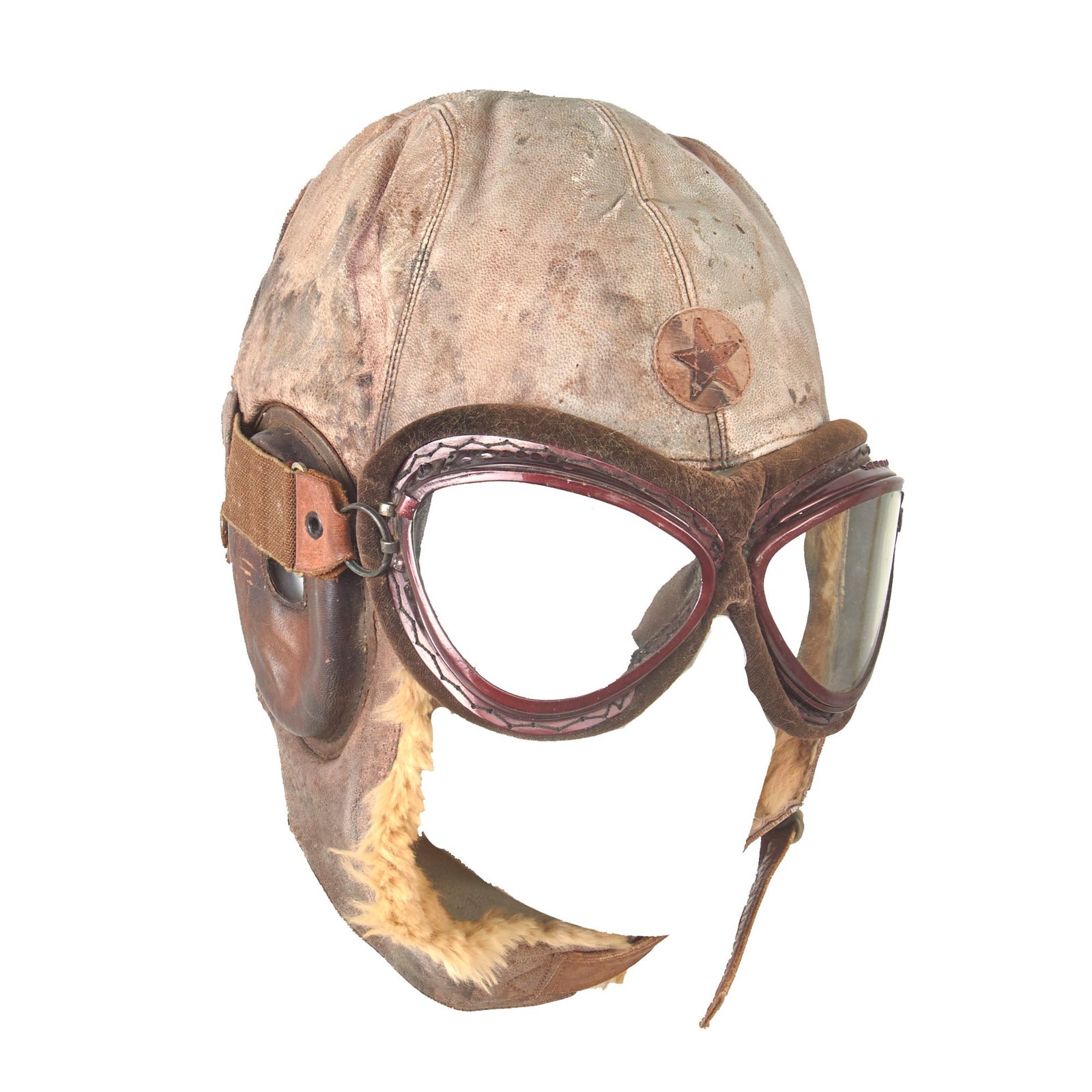 Buy Original Japanese WWII 1941 Dated Leather Winter Flying Helmet with Pilot’s Goggles | Original Firearms Antique For Sale