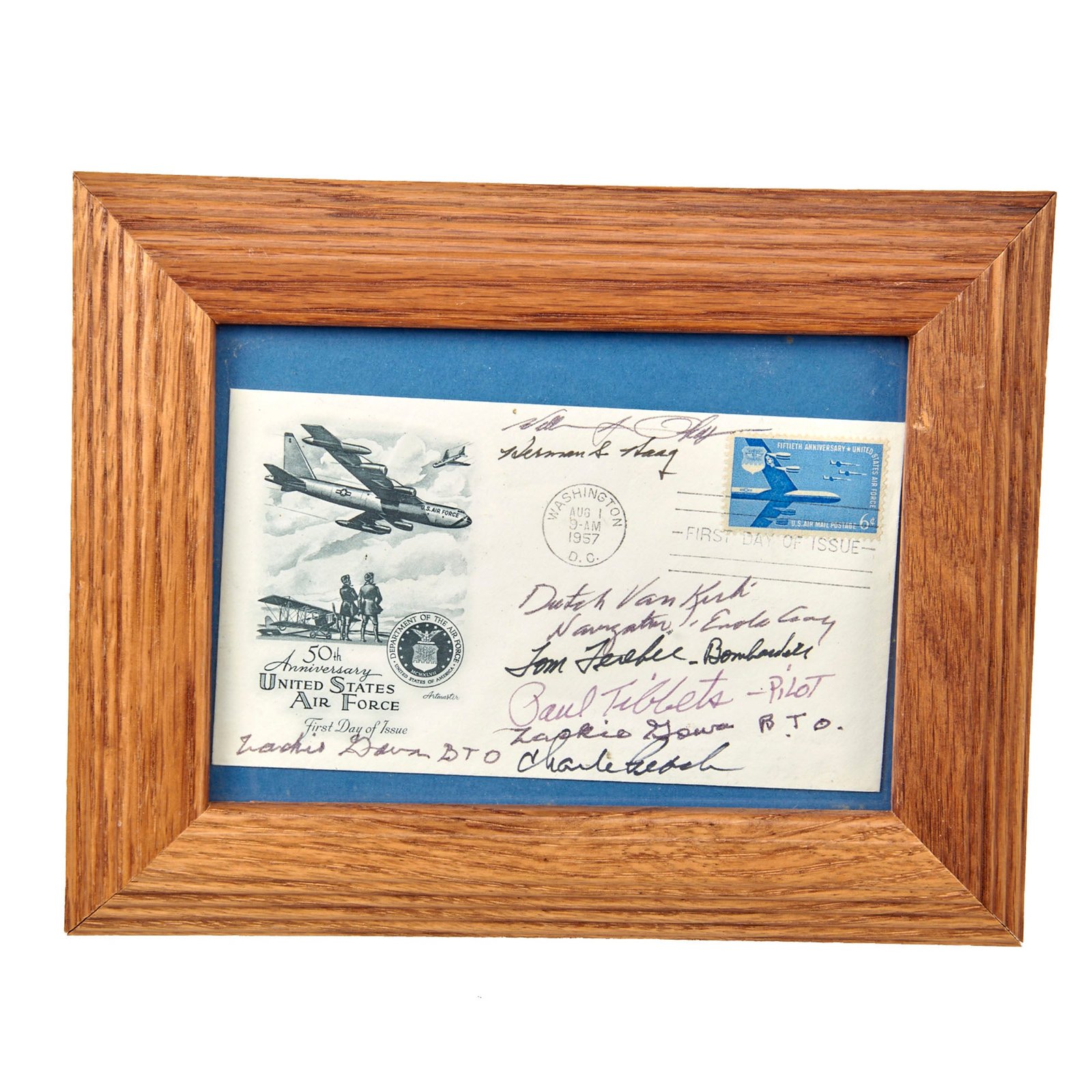 Buy Original U.S. WWII Enola Gay & Red Gremlin Crew-Signed Envelope - Signed by 8 of the 12 Crew Members | Original Firearms Antique For Sale