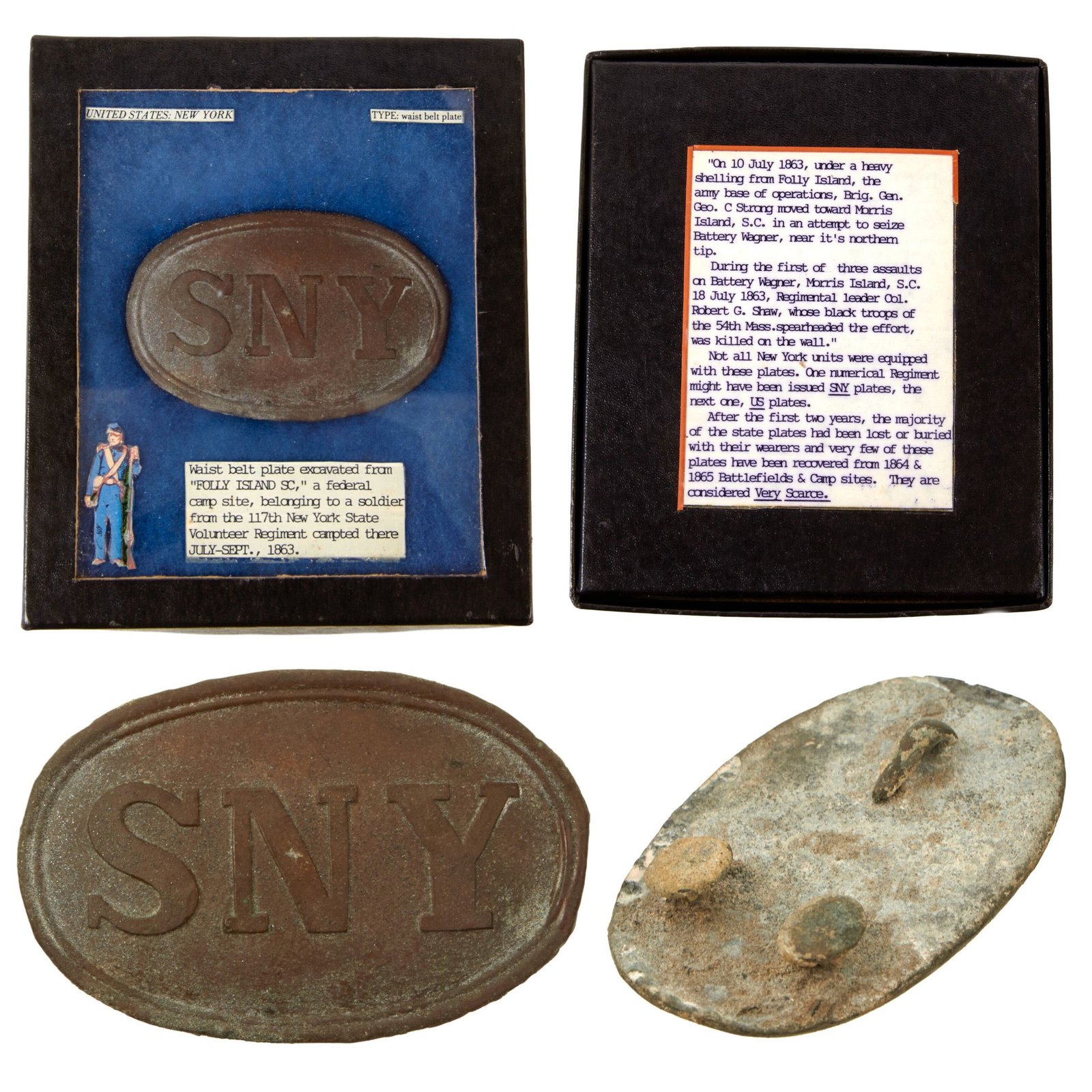 Buy Original U.S. Civil War SNY New York Early “Puppy Paw” Belt Buckle Excavated at Folly Island, South Carolina - 117th New York Volunteer Infantry Regiment | Original Firearms Antique For Sale