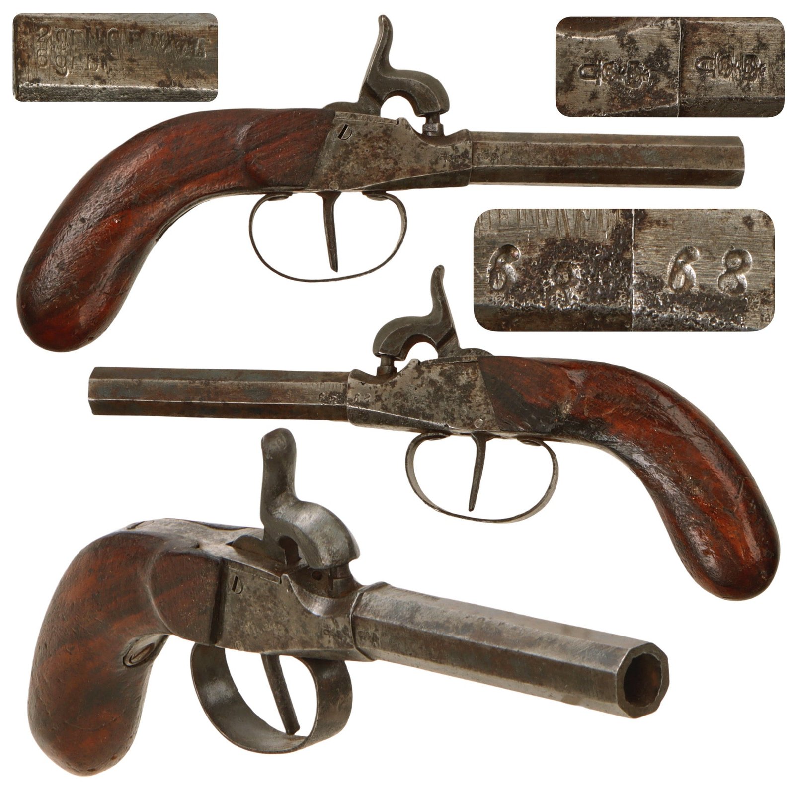 Original Victorian Era German Single Shot Percussion Pistol Serial 68 - Circa 1860
