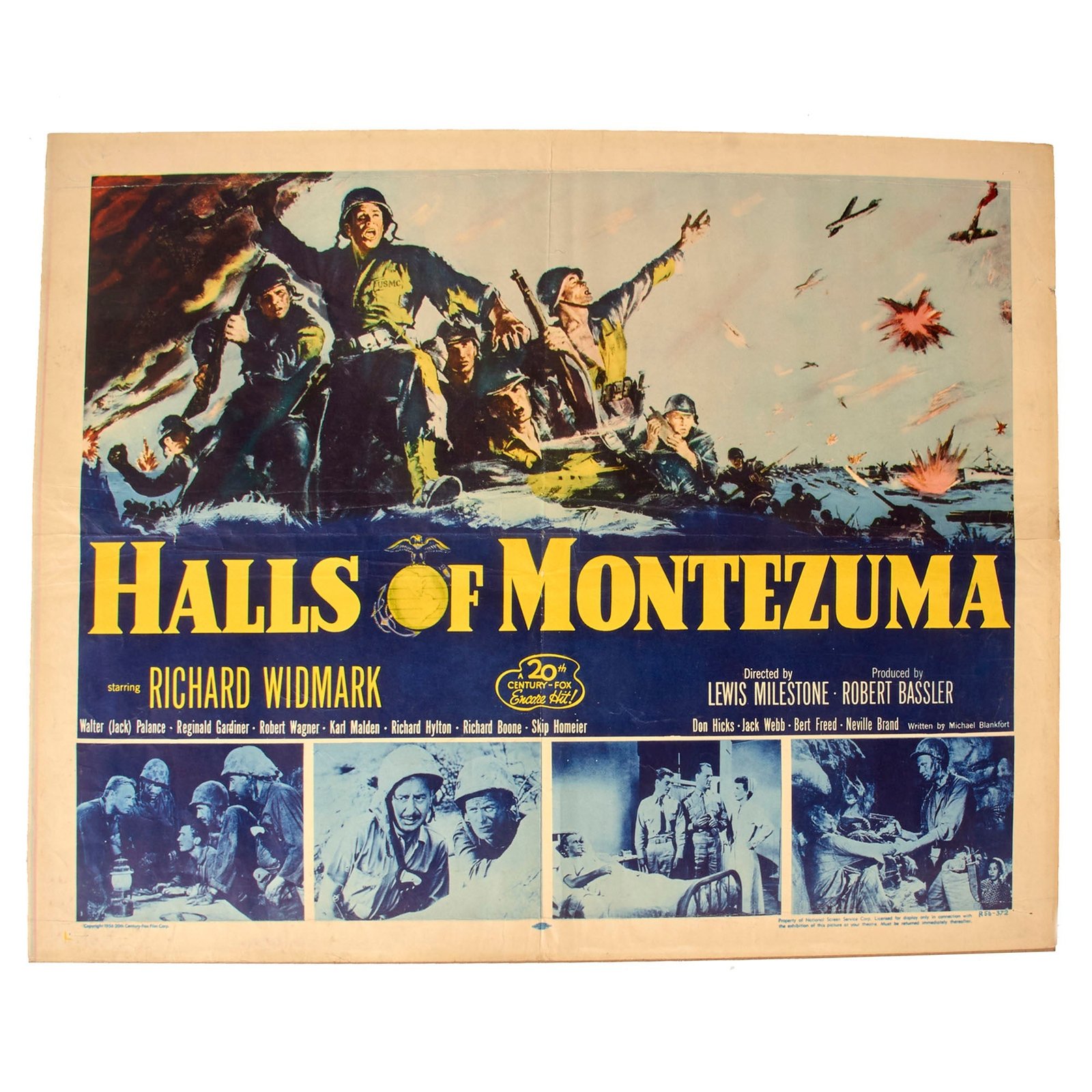Original U.S. Post-WWII “Halls of Montezuma” 1956 Movie Poster by 20th Century Fox - 22 x 28”