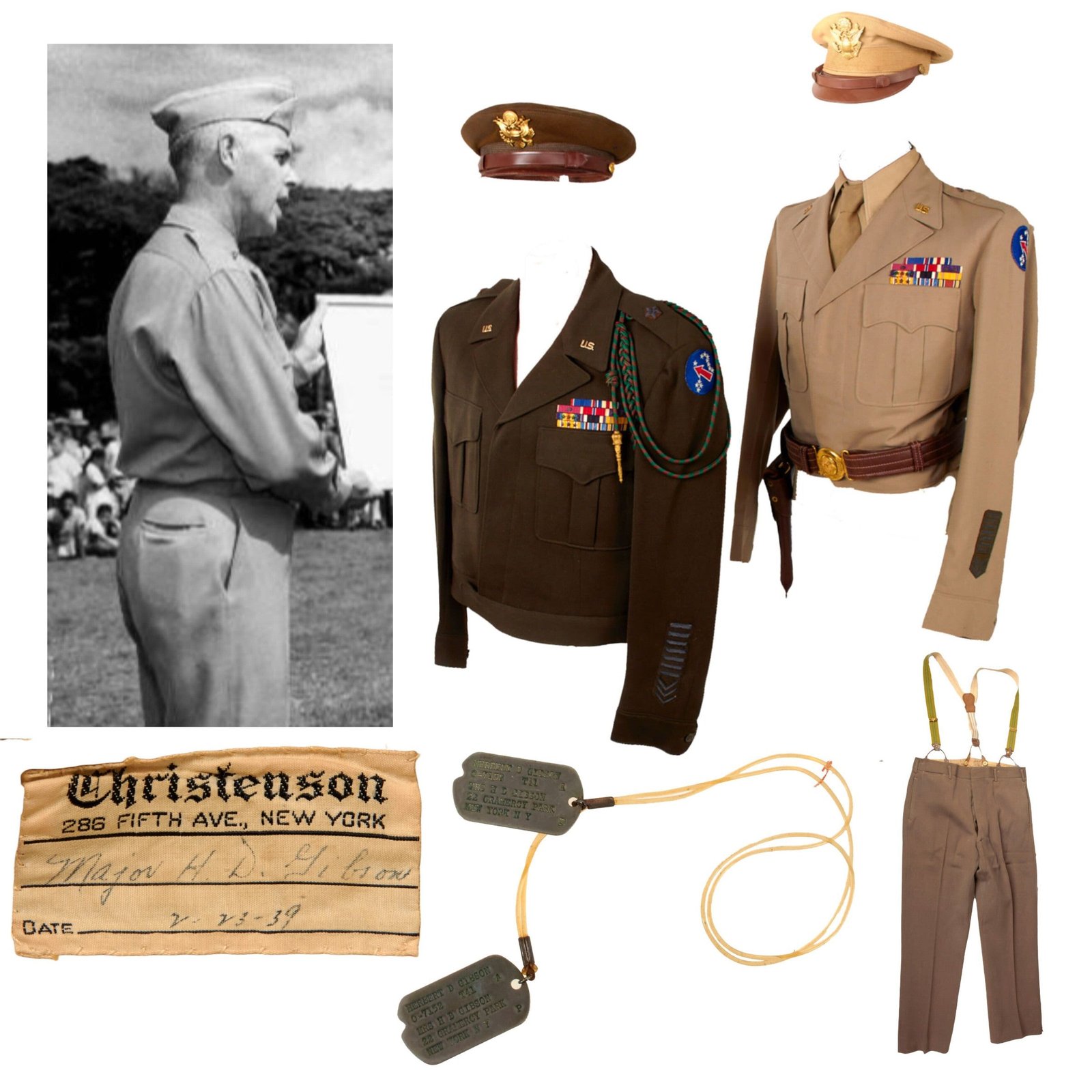 Buy Original U.S. WWII Distinguished Service Cross Recipient Brigadier General Herbert D. Gibson Uniform Group with General Officer’s Belt Rig & Dog Tags | Original Firearms Antique For Sale