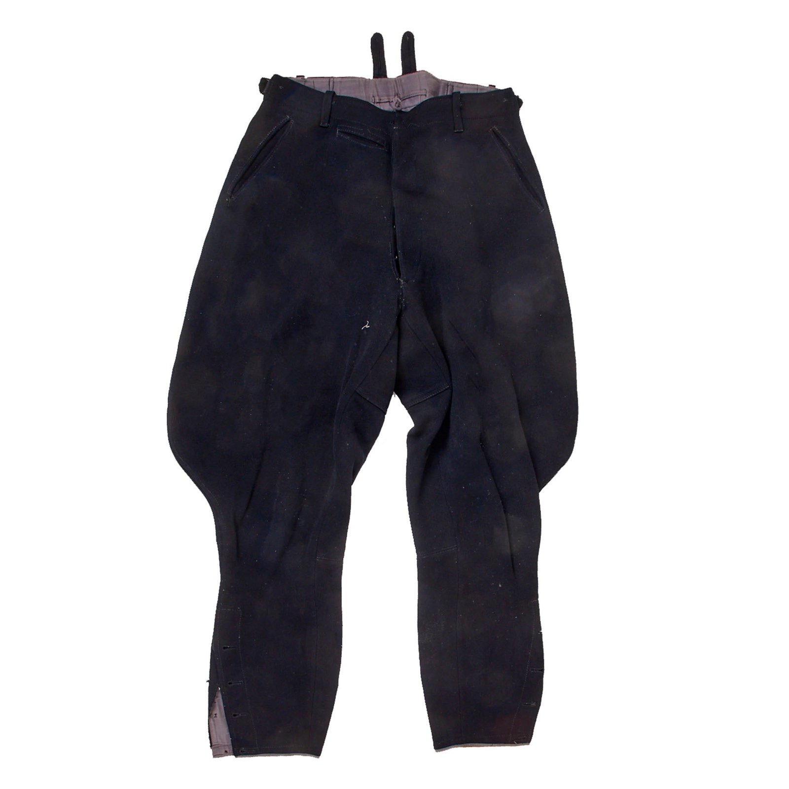 Original German WWII Mounted Black Breeches with Faded Markings - As Used by Allgemeine SS, NSKK, and Other Groups