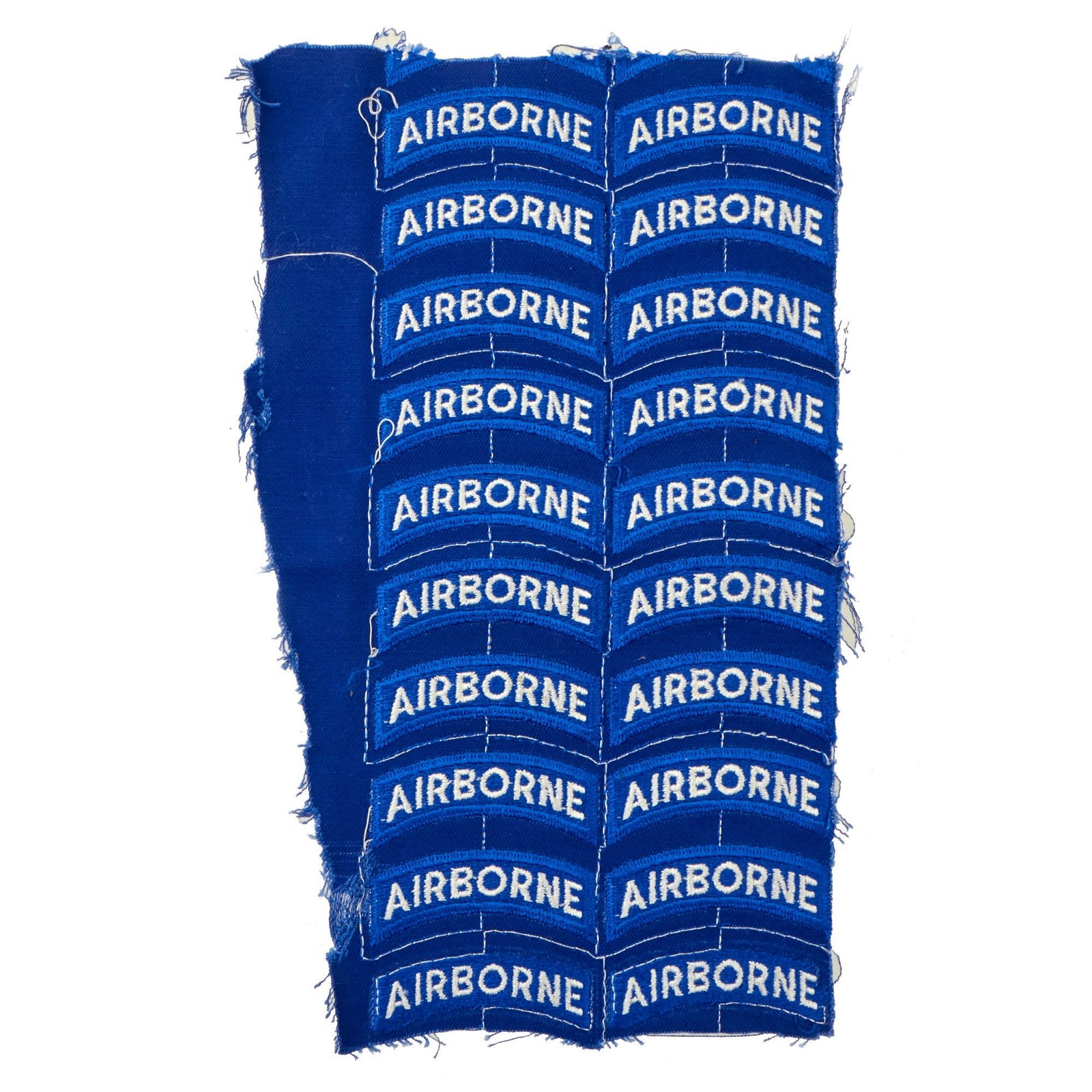Buy Original U.S. WWII Uncut Sheet of Twenty Blue & White Airborne Rockers from the Factory - As Used on 82nd & 11th Airborne Division SSI | Original Firearms Antique For Sale