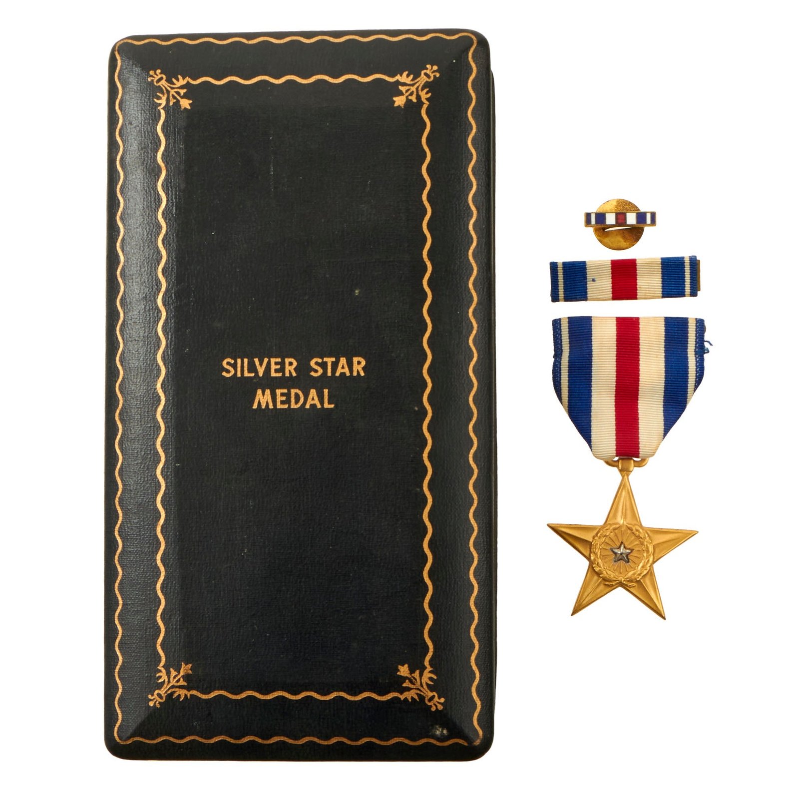 Buy Original U.S. WWII Silver Star Set With Pin & Proper Presentation Case | Original Firearms Antique For Sale