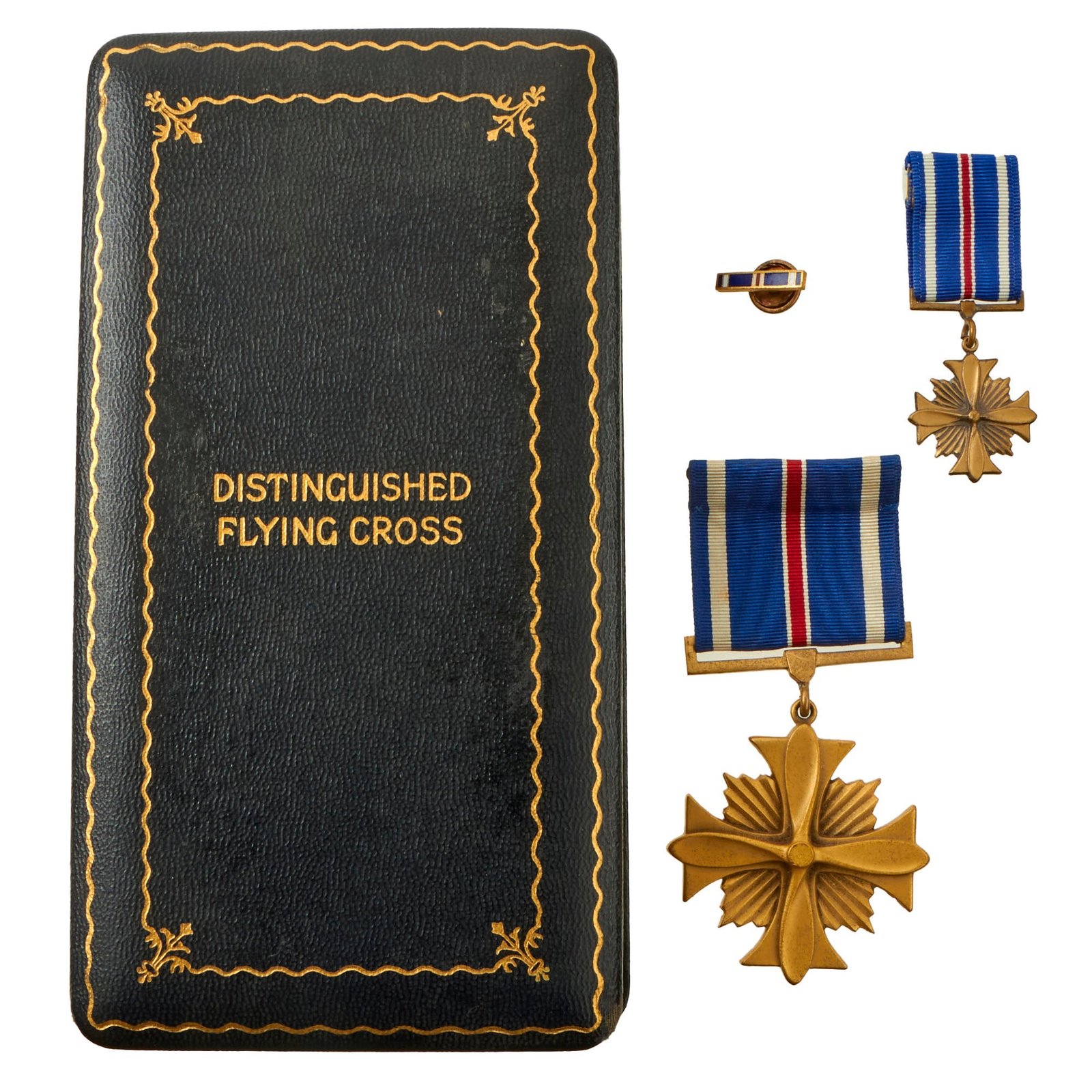 Buy Original U.S. WWII US Distinguished Flying Cross Set With Presentation Case and Mini-Medal - Numbered 1549 | Original Firearms Antique For Sale