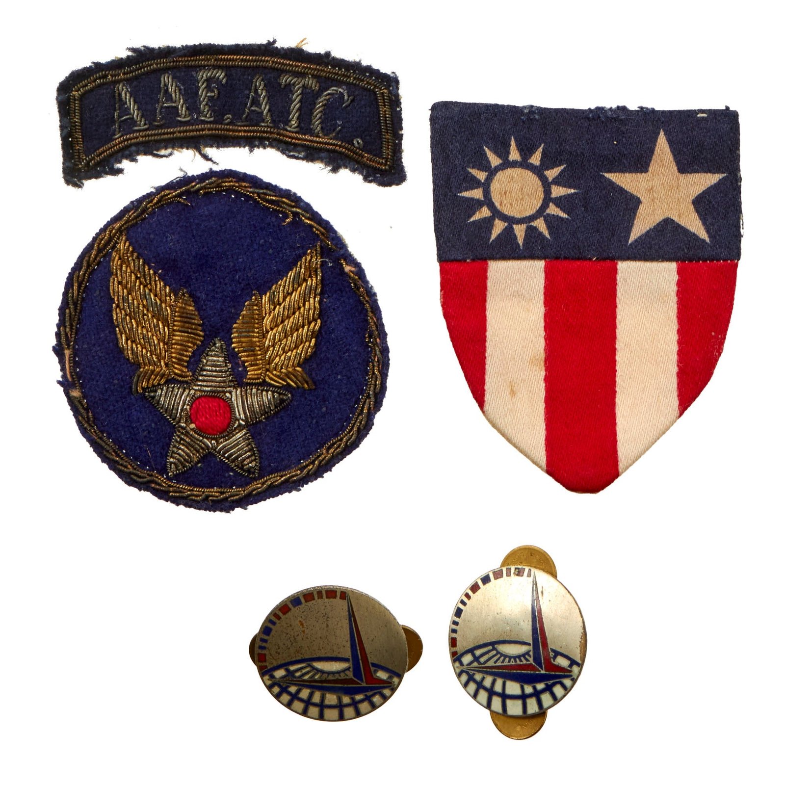 Original U.S. WWII CBI AAF Air Transport Command Theater-Made Patch & Sterling DUI Lot