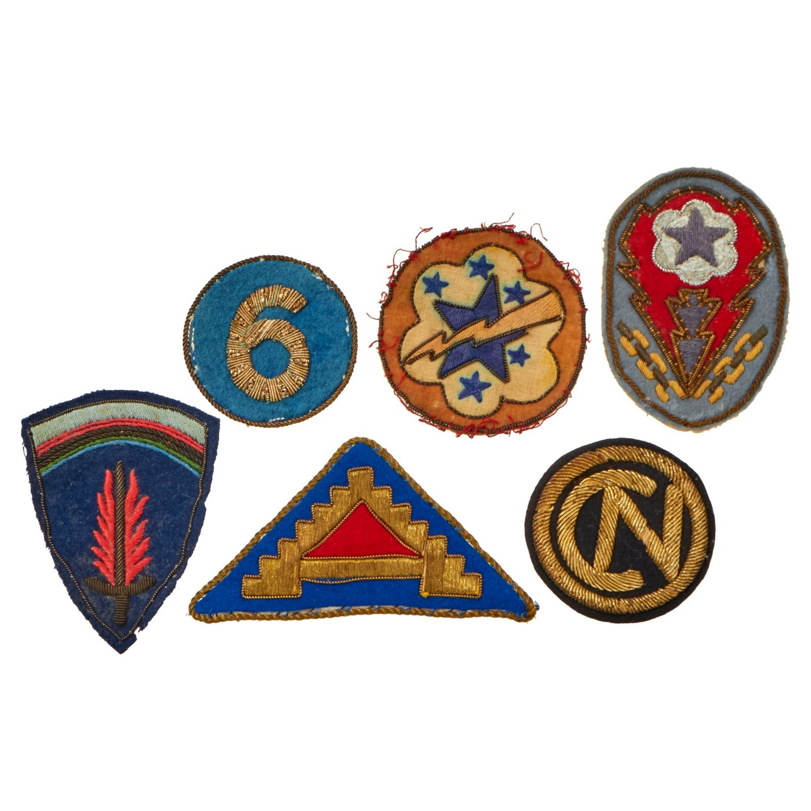 Buy Original U.S. WWII ETO, SHAEF, 102nd Infantry Division, Western Pacific Theater-Made Bullion Patch SSI Lot - Lot of 6 | Original Firearms Antique For Sale