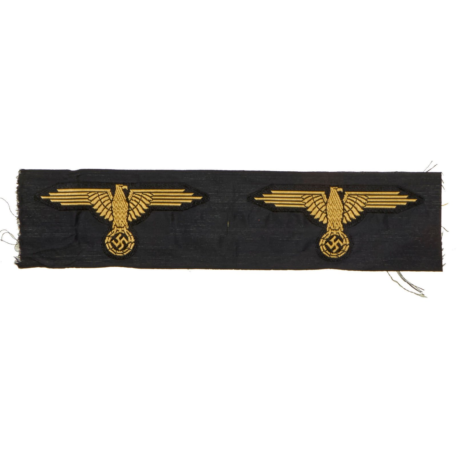 Buy Original German WWII Set of Two Uncut SS BeVo Embroidered Tropical Sleeve Insignia with Paper RZM Tags | Original Firearms Antique For Sale