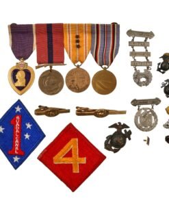 Original U.S. WWII Marine Corps Medal & Insignia Lot - Medal Bar & Patches