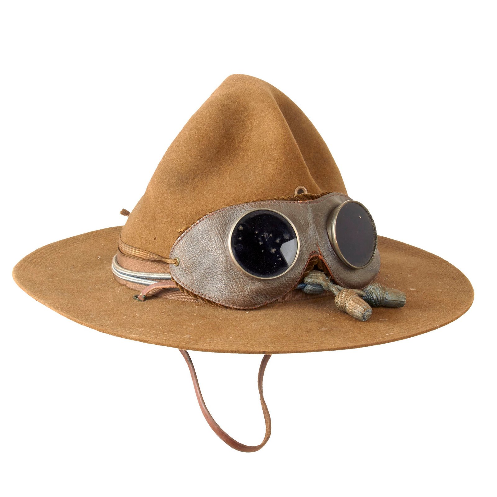 Original U.S. Punitive Expedition Model 1911 Campaign Hat with United Hatters of North America Tag - Infantry Hat Cord and Period Dust Goggles - Size 7 3/8